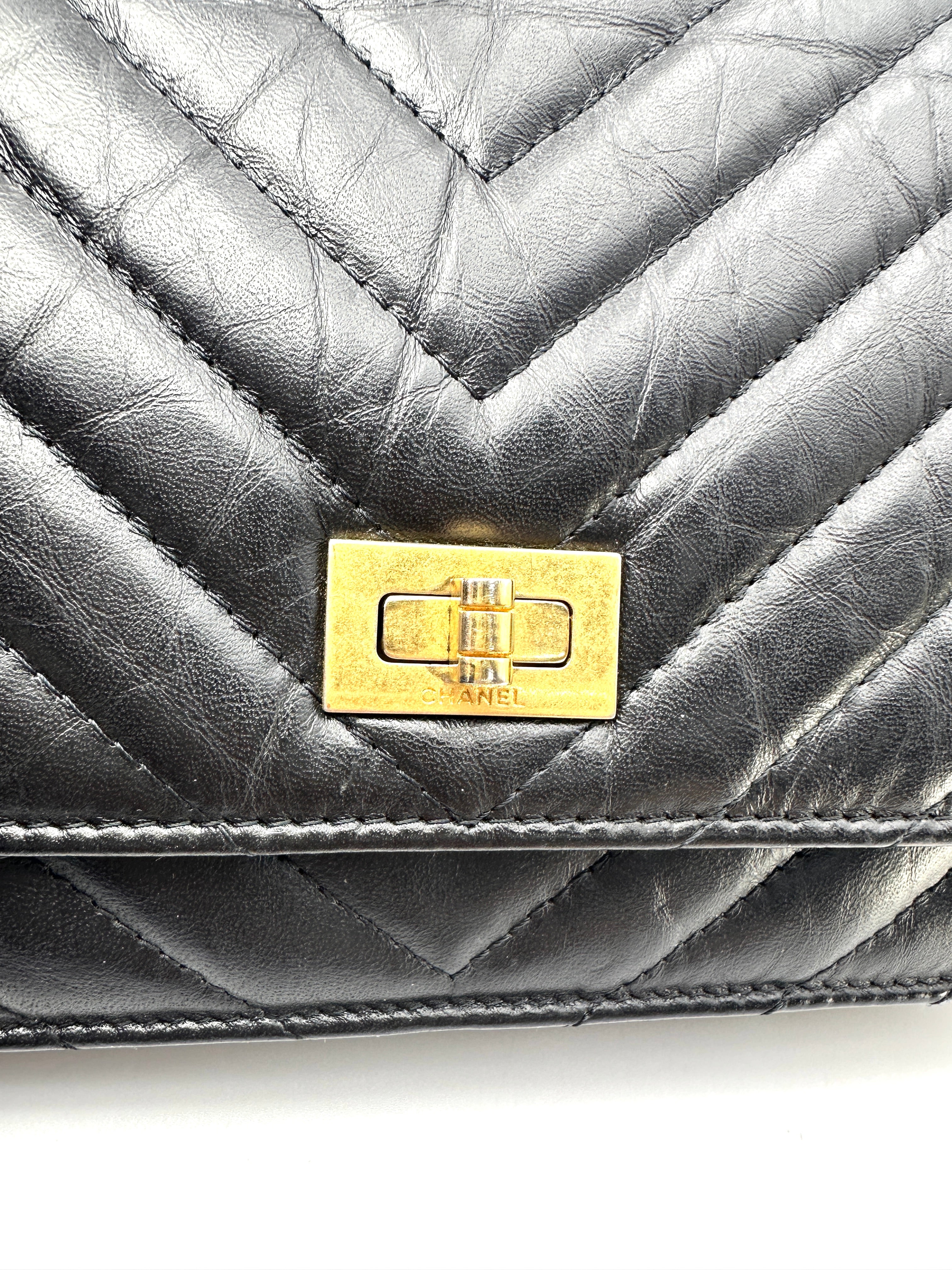 Chanel 2.55 Reissue Black Quilted Leather Wallet On Chain(28***45) CC2542