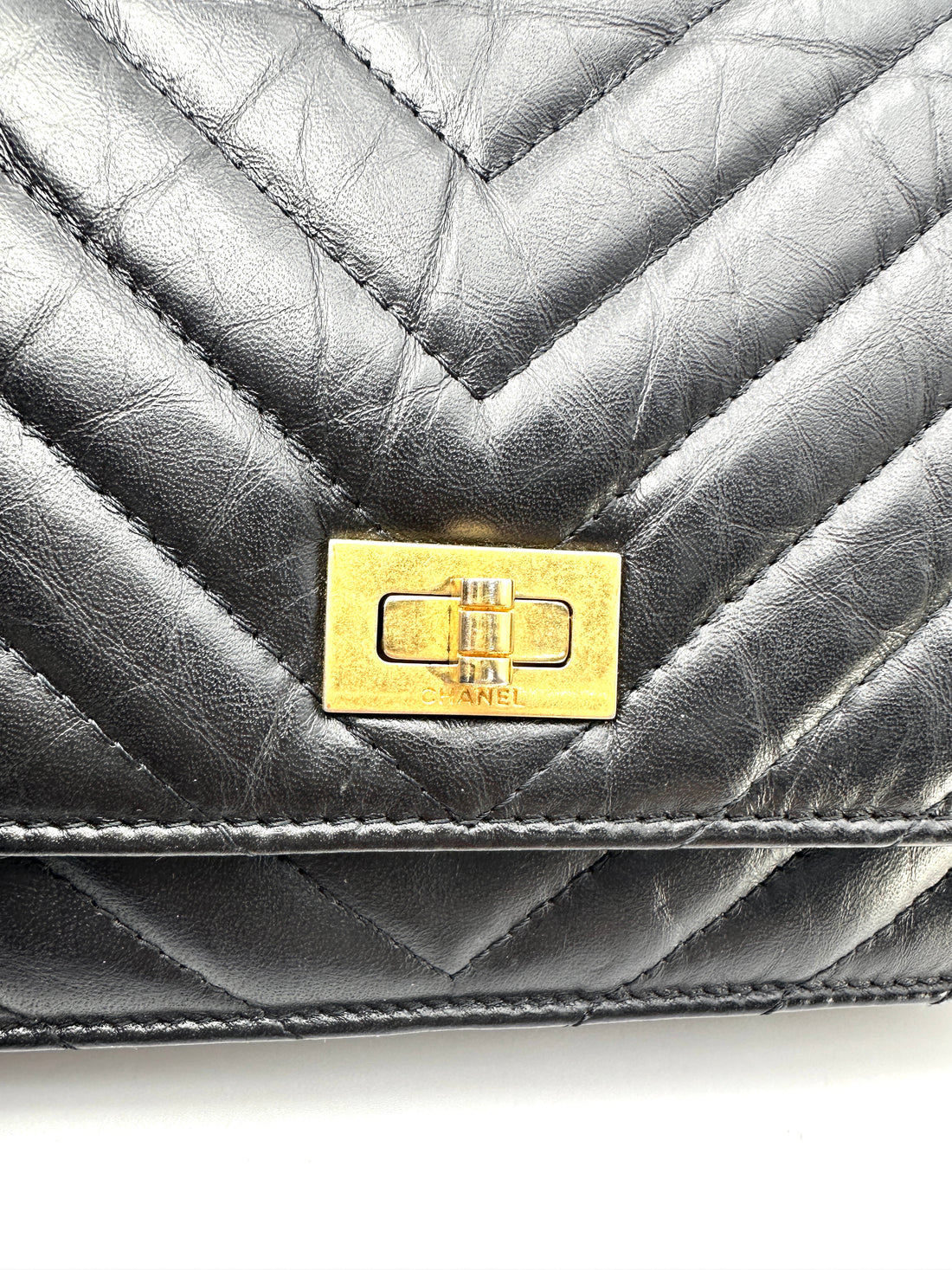Chanel 2.55 Reissue Black Quilted Leather Wallet On Chain(28***45) CC2542