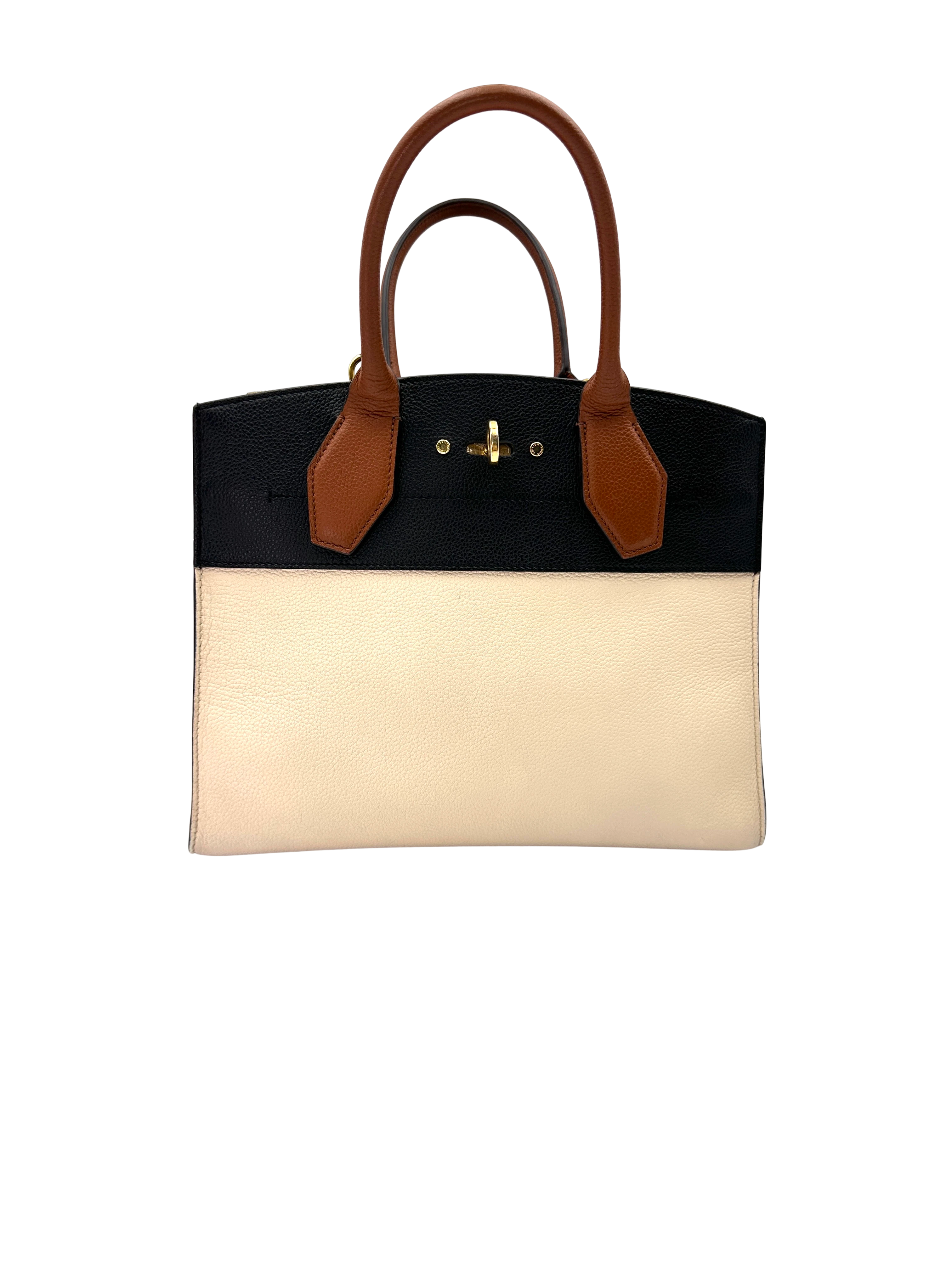 Louis Vuitton City Steamer Black/White Taurillon Leather Handle Bag LV3318