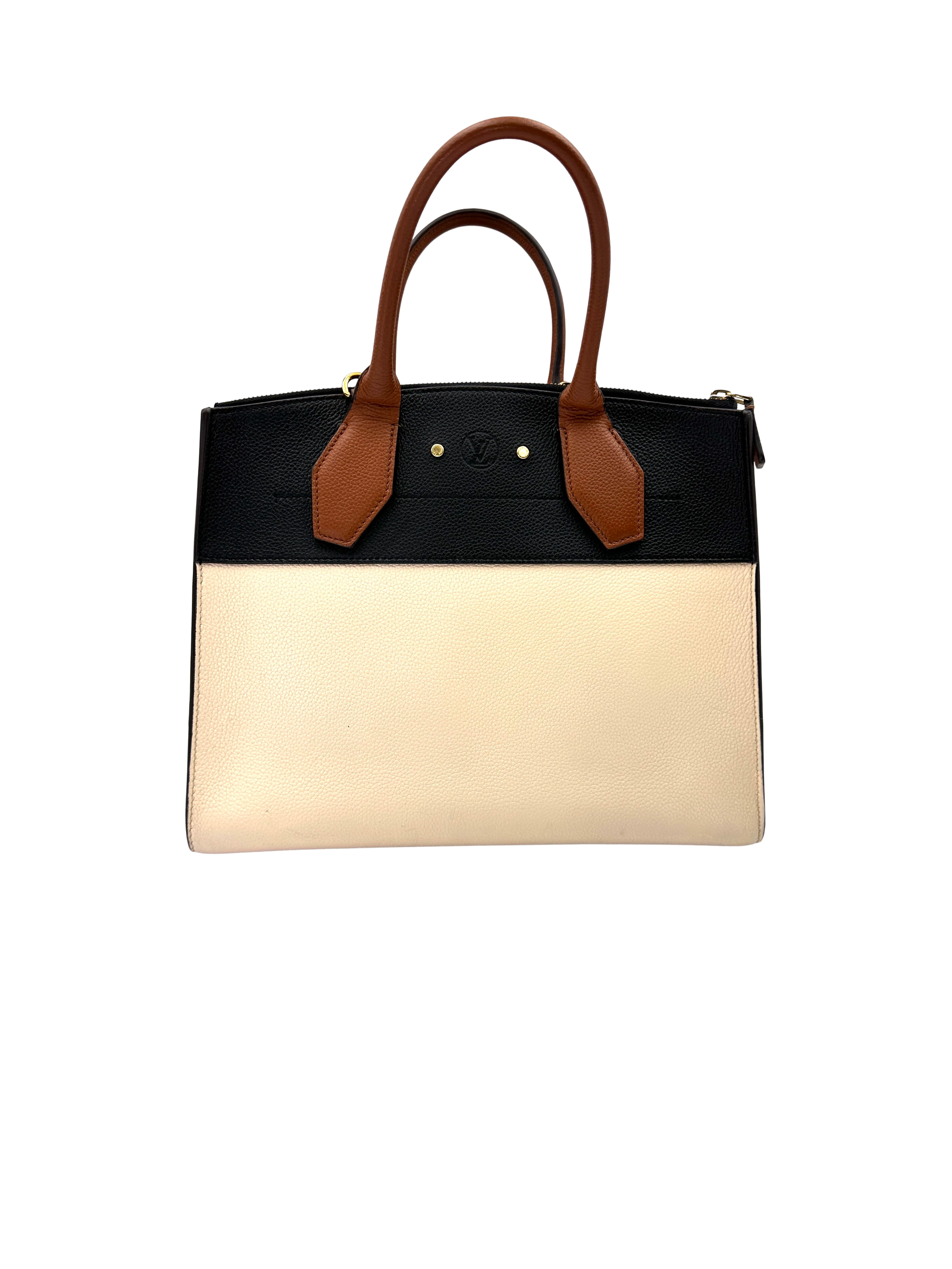 Louis Vuitton City Steamer Black/White Taurillon Leather Handle Bag LV3318