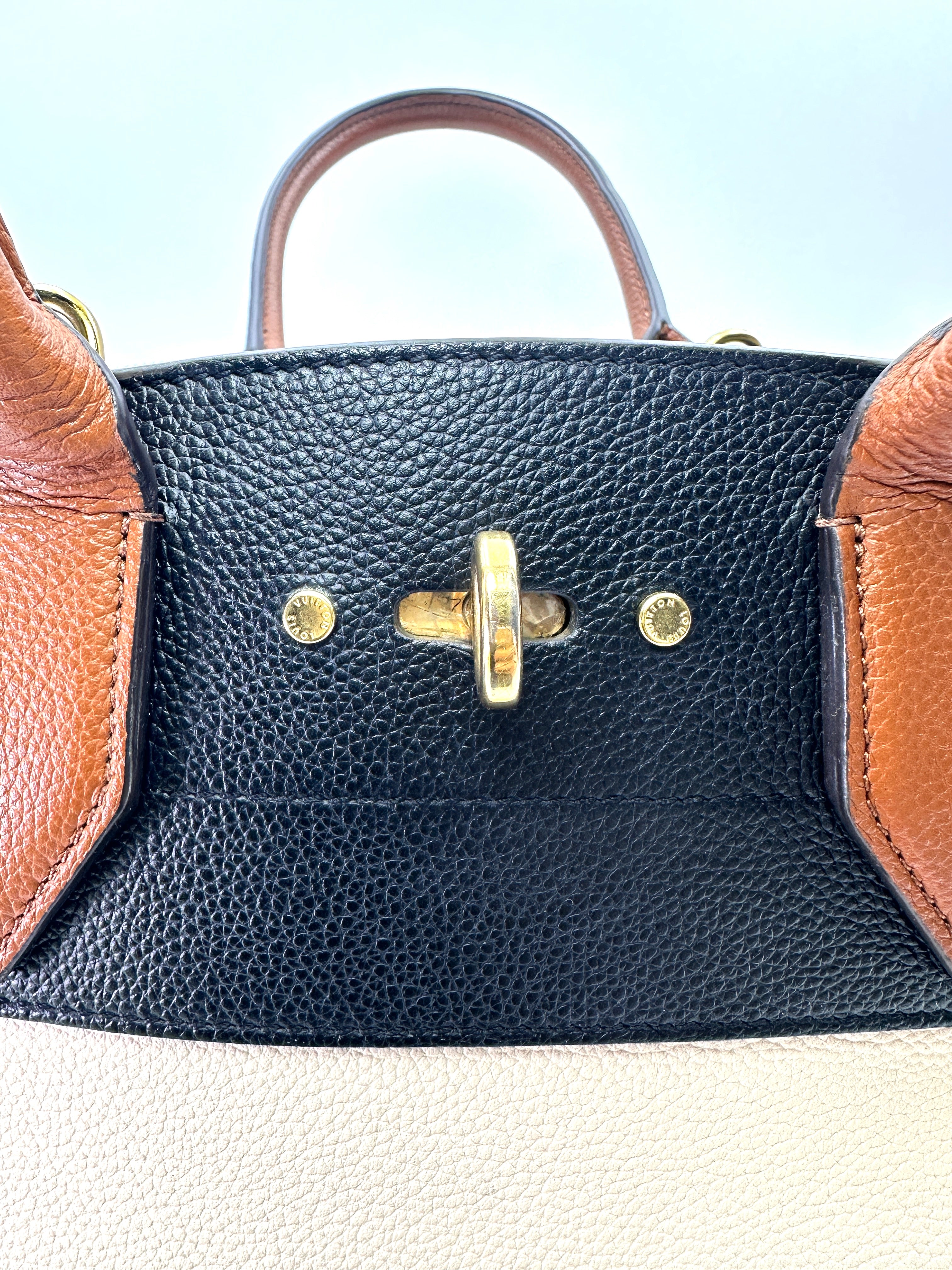 Louis Vuitton City Steamer Black/White Taurillon Leather Handle Bag LV3318