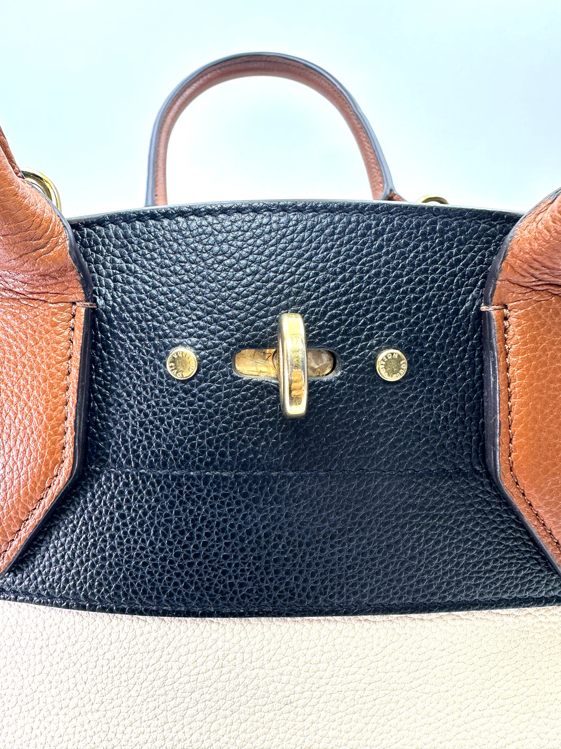 Louis Vuitton City Steamer Black/White Taurillon Leather Handle Bag LV3318