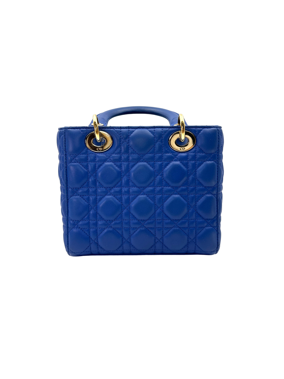 Christian Dior Lady Dior Blue Cannage Leather Handle Bag DR926