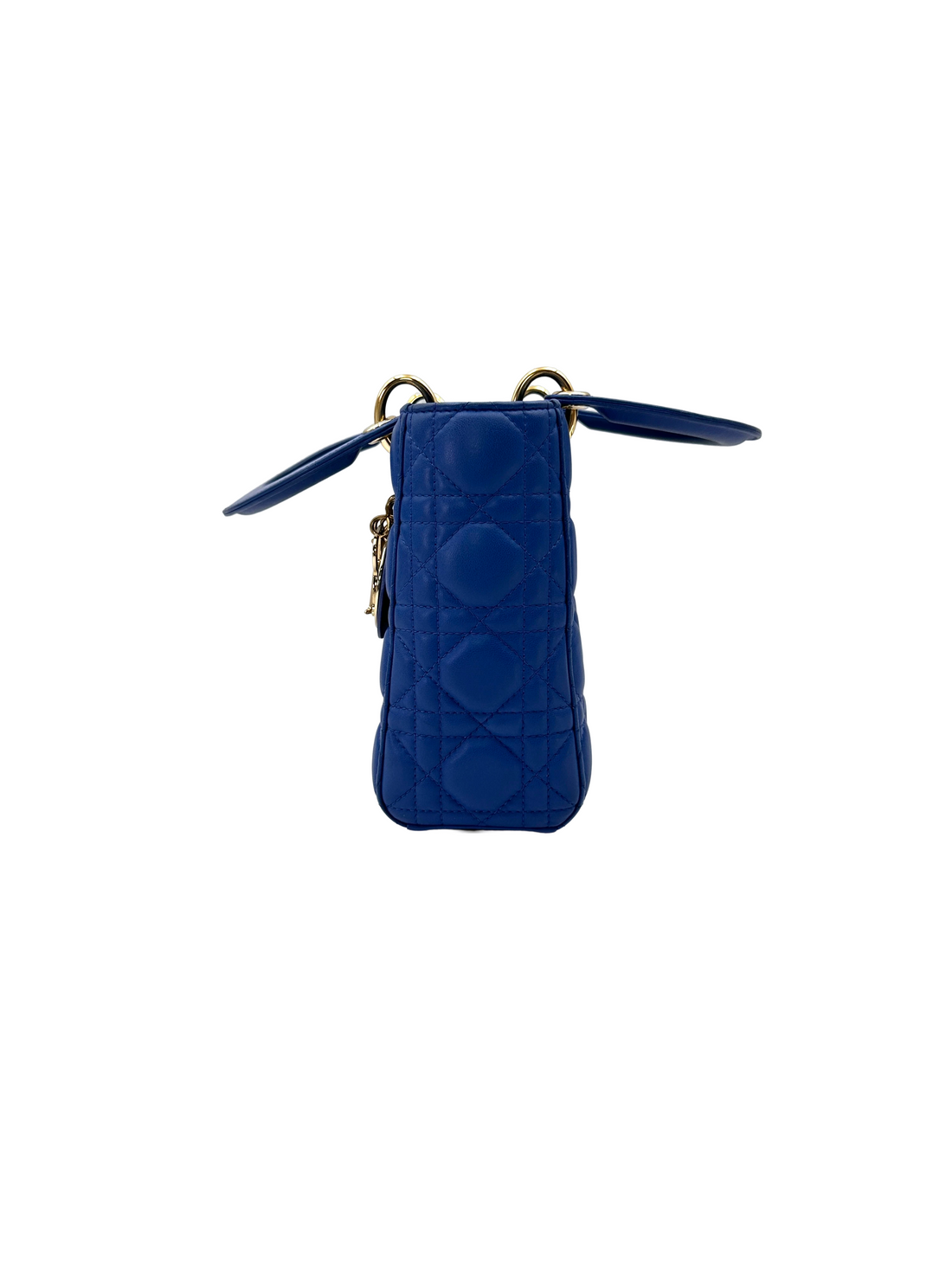 Christian Dior Lady Dior Blue Cannage Leather Handle Bag DR926