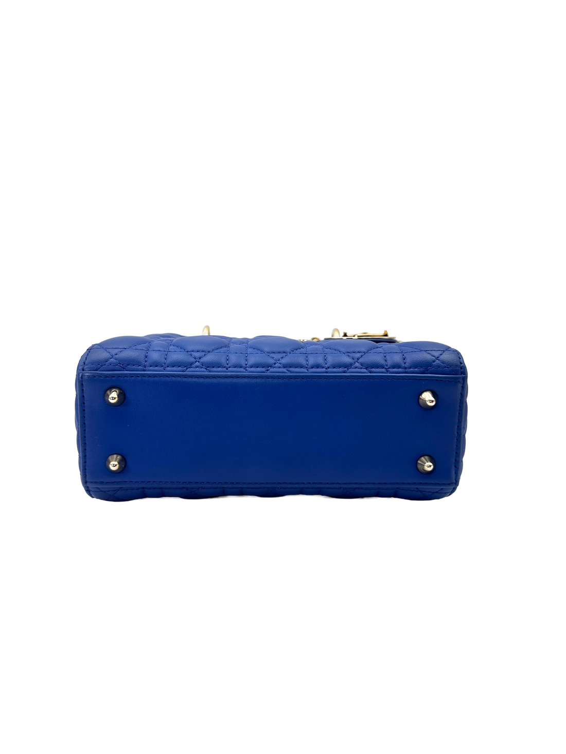 Christian Dior Lady Dior Blue Cannage Leather Handle Bag DR926