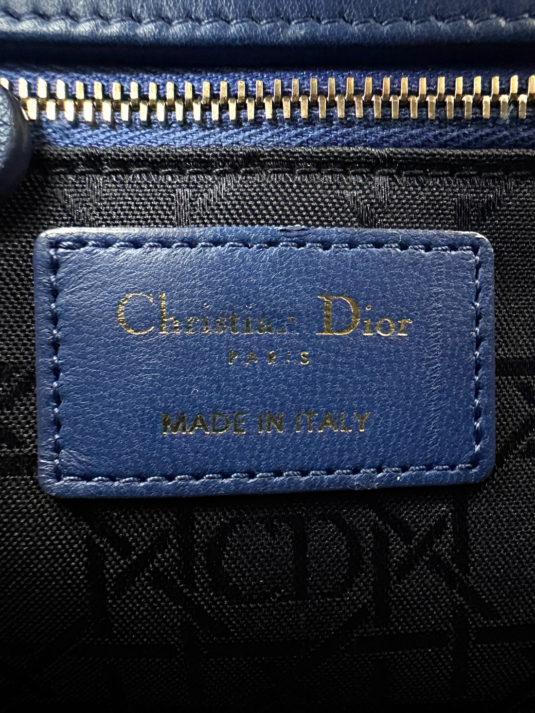 Christian Dior Lady Dior Blue Cannage Leather Handle Bag DR926