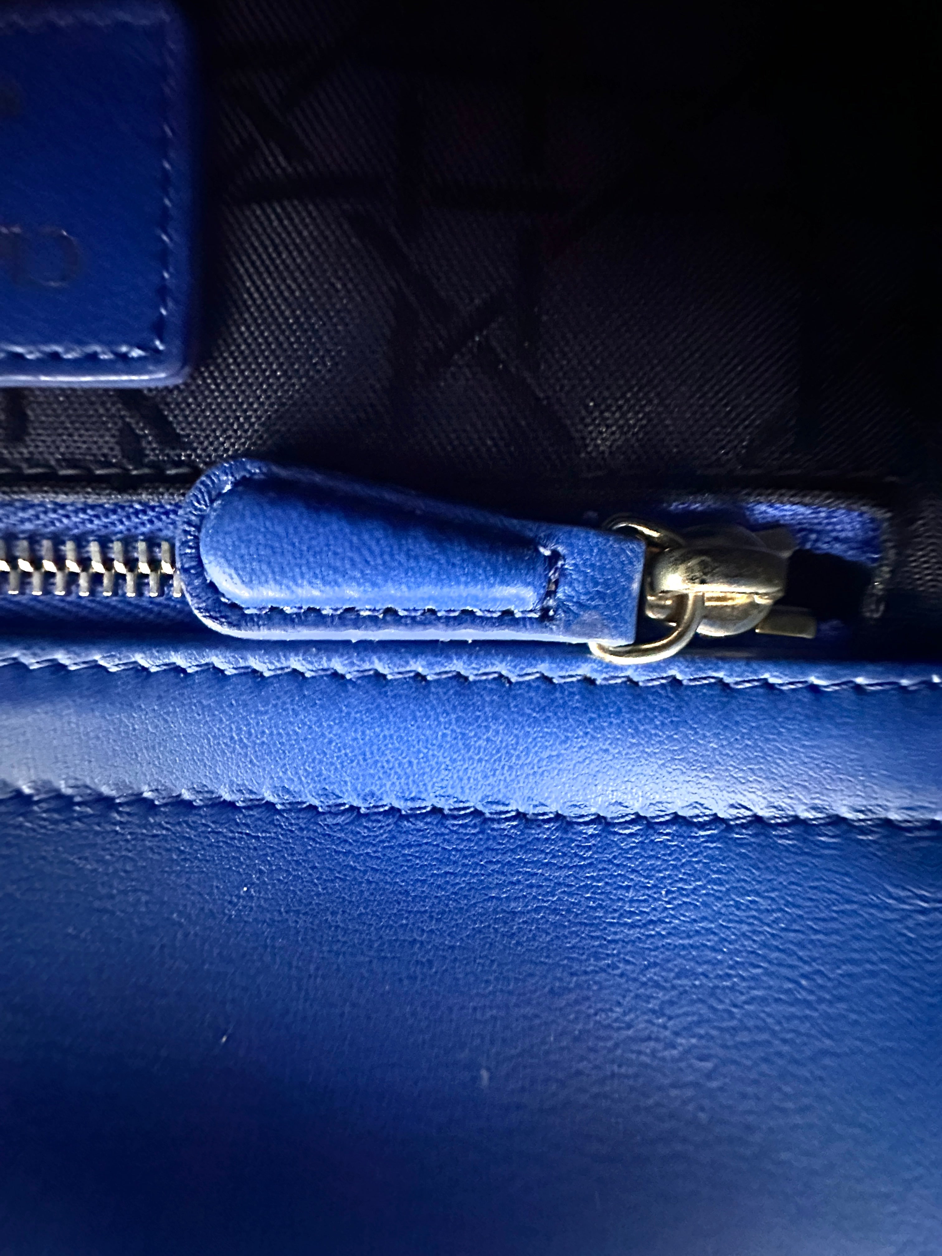 Christian Dior Lady Dior Blue Cannage Leather Handle Bag DR926