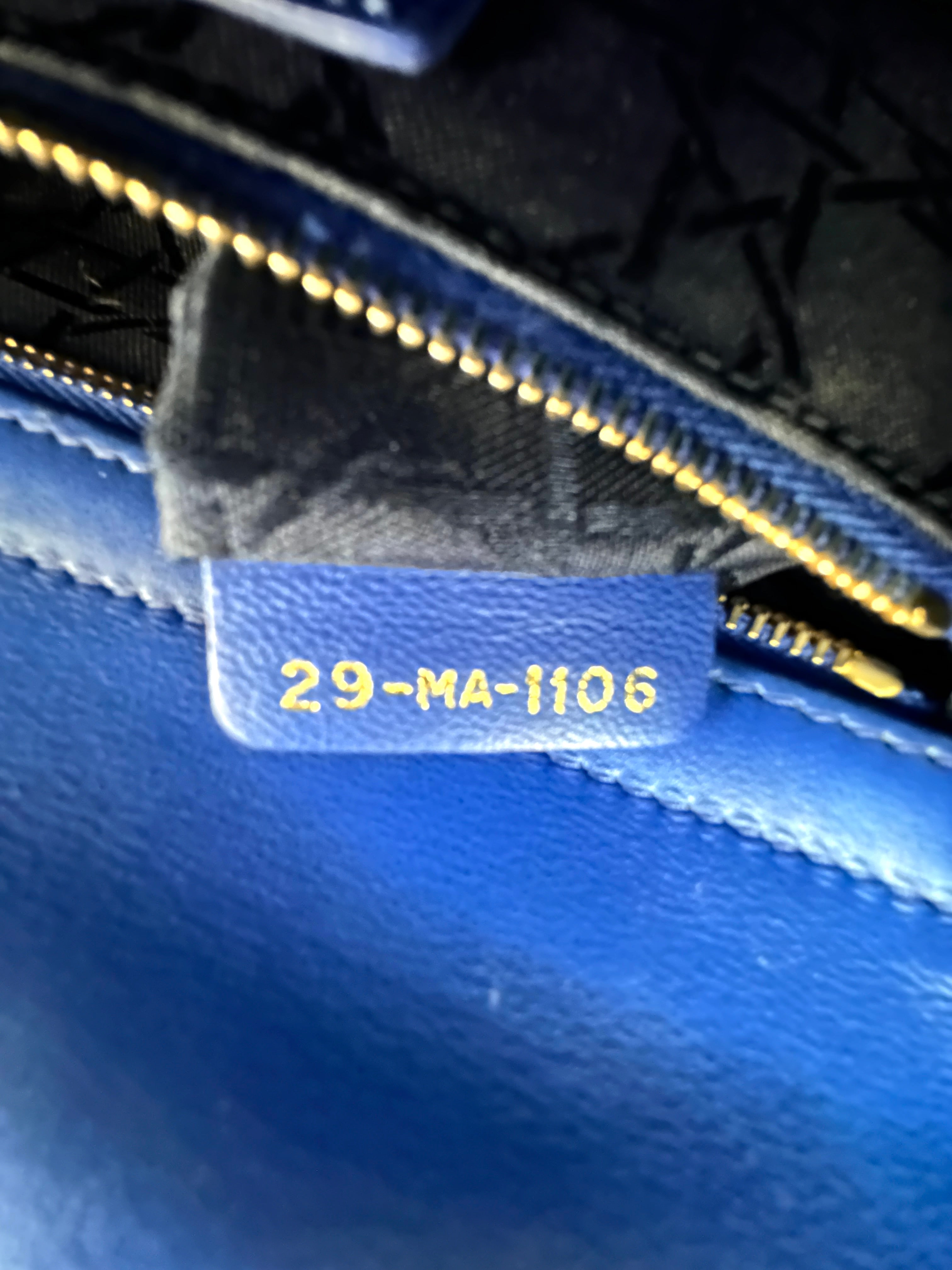 Christian Dior Lady Dior Blue Cannage Leather Handle Bag DR926