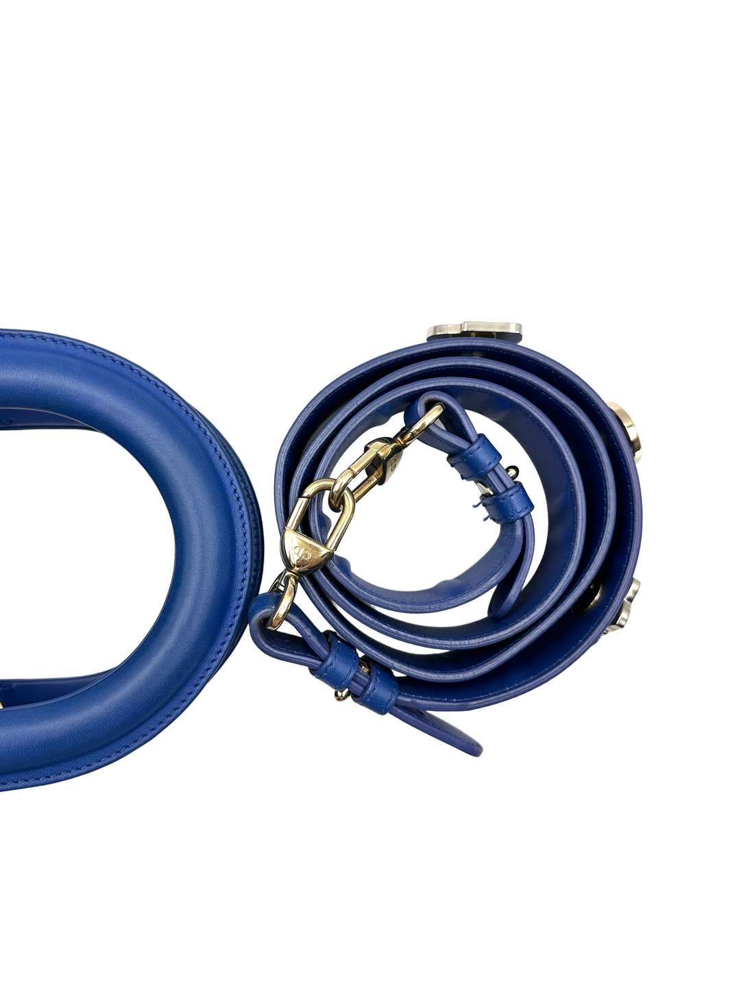 Christian Dior Lady Dior Blue Cannage Leather Handle Bag DR926