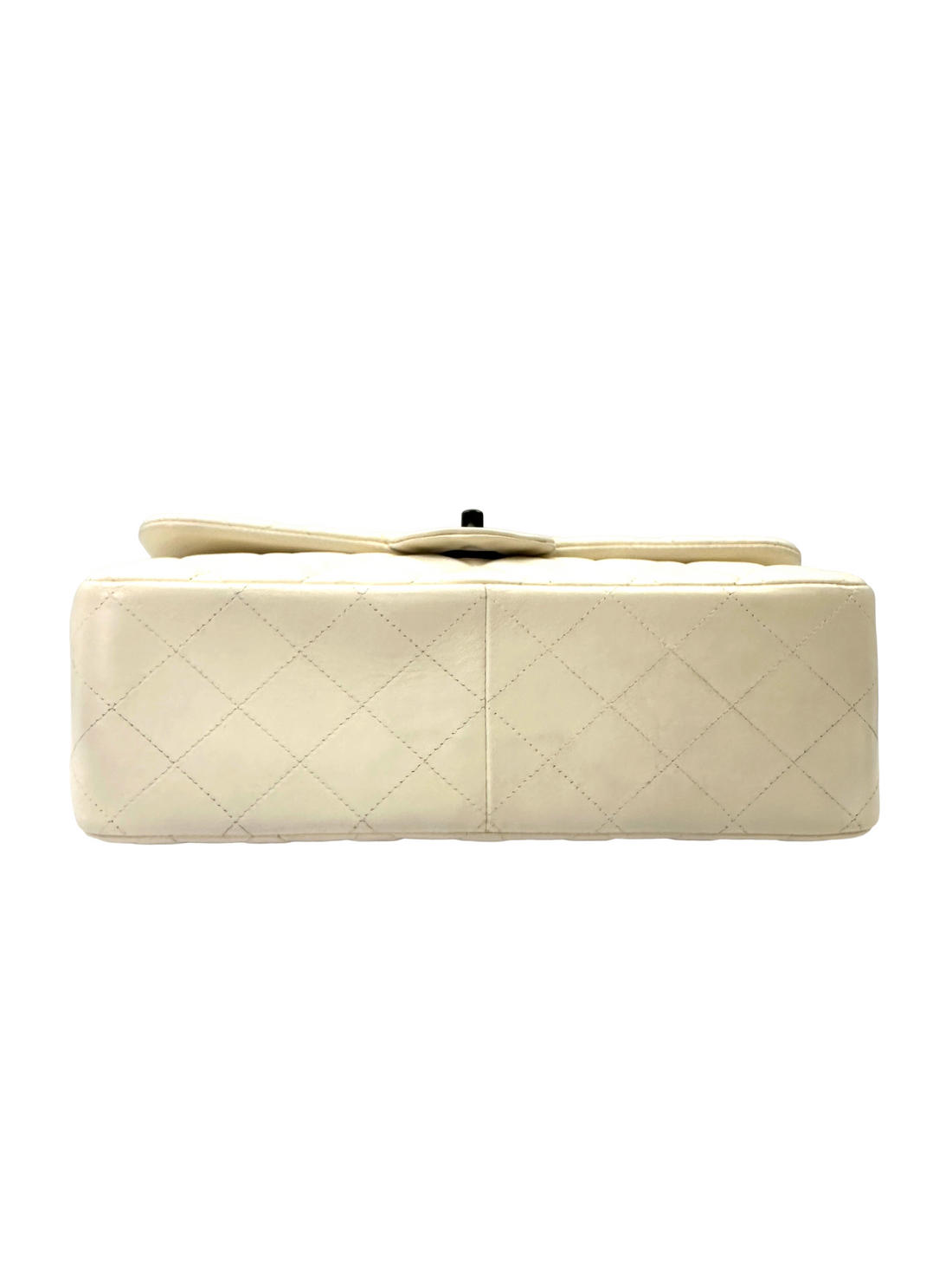 Chanel Classic Flap White Quilted Leather Jumbo Shoulder Bag With Black Buckle(14***54) CC2547