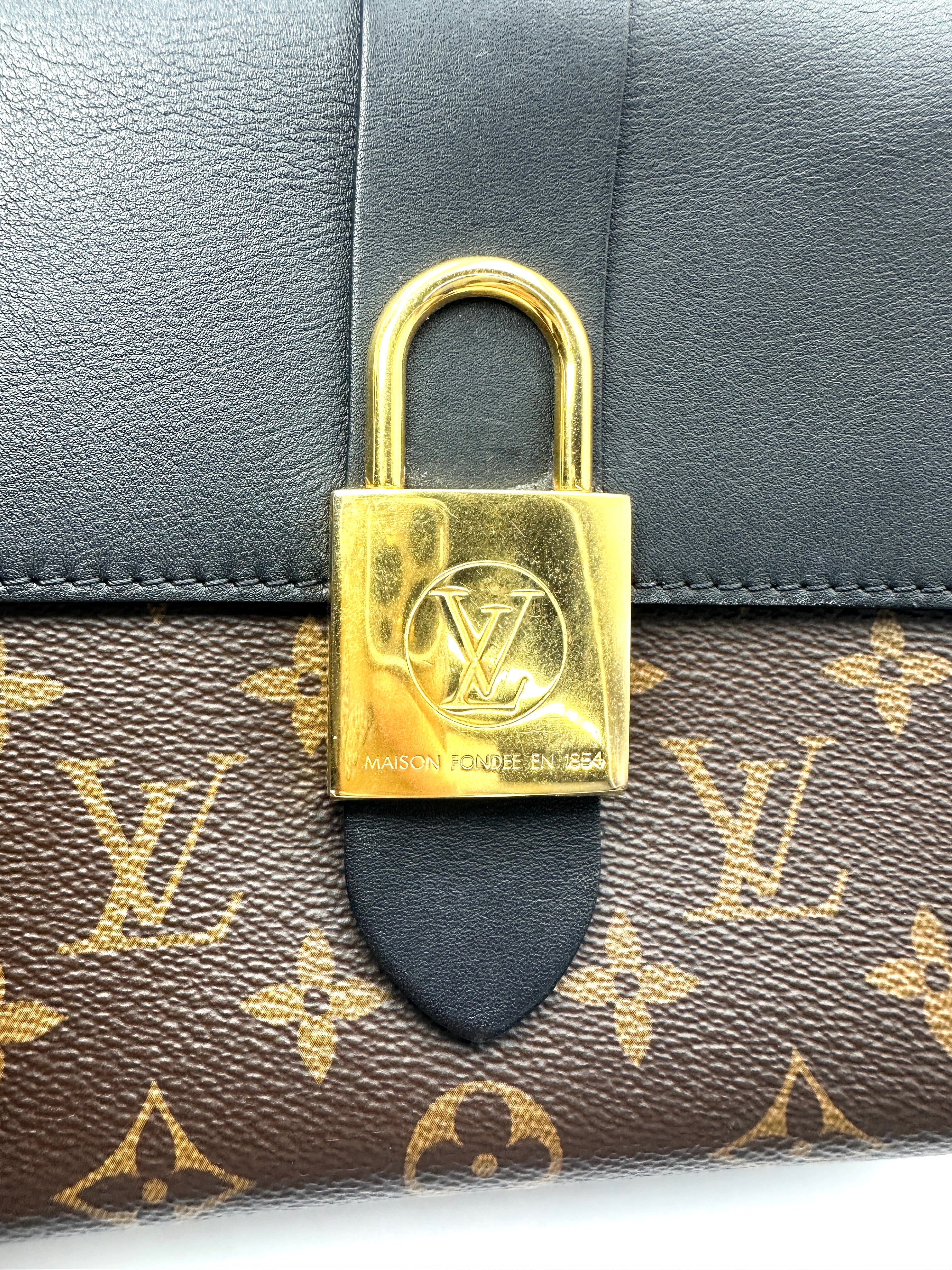 Louis Vuitton Locky Monogram Canvas & Black Leather Handle Bag LV3324