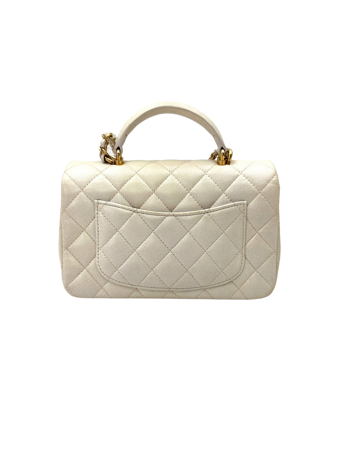 Chanel White Quilted Leather Top Handle Flap Bag(31***92) CC2549