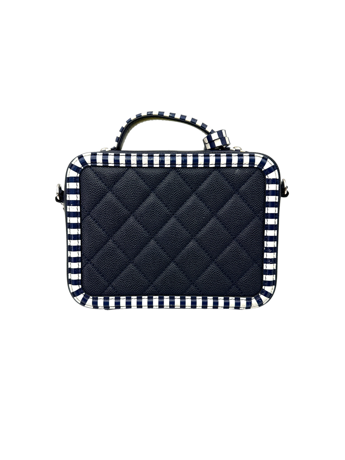 Chanel CC Filigree Black/White Quilted Leather Vanity Case(27***19) CC2550