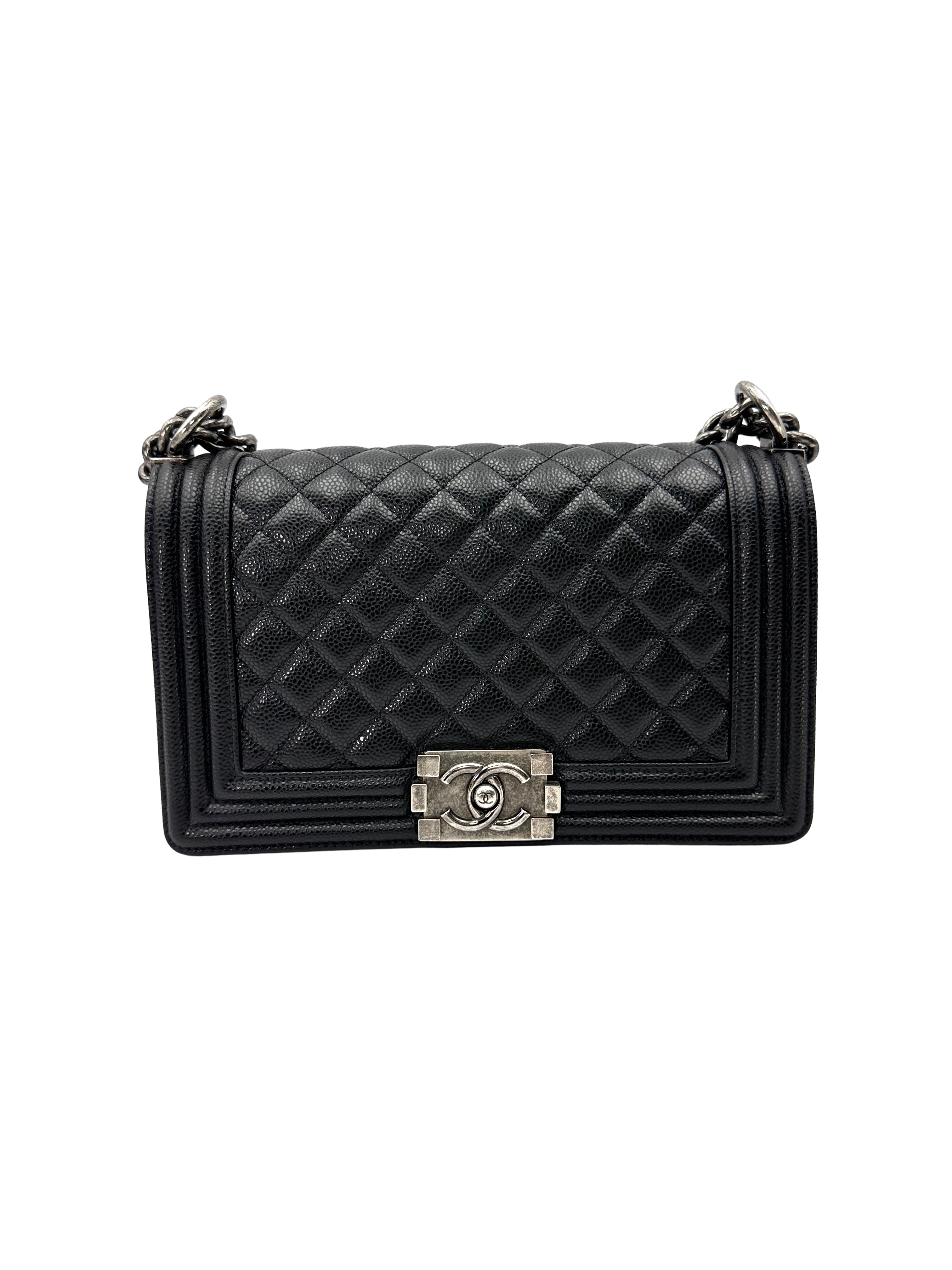 Chanel LeBoy Black Quilted Leather Flap Bag With Silver Buckle(16***57) CC2551