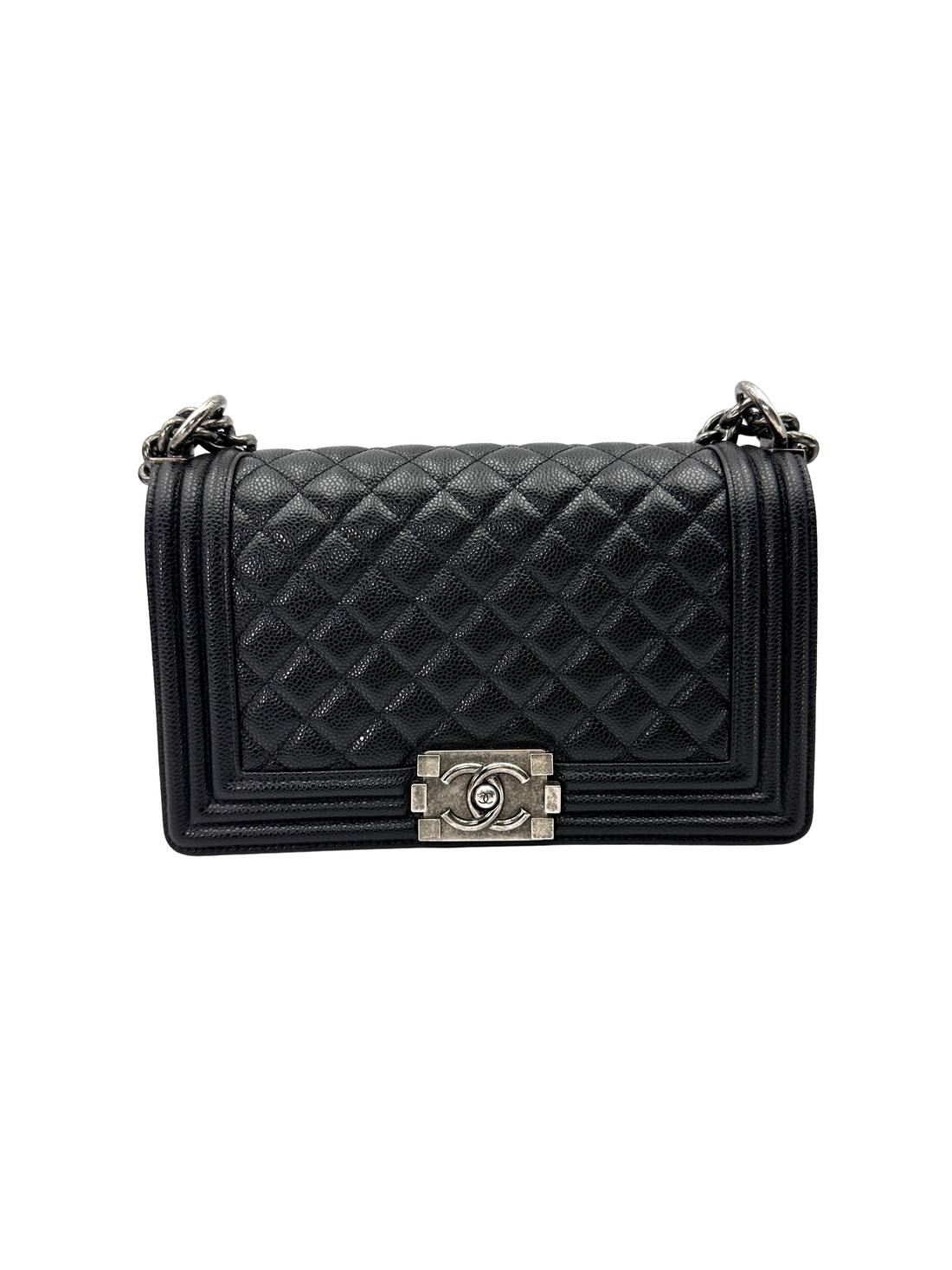 Chanel LeBoy Black Quilted Leather Flap Bag With Silver Buckle(16***57) CC2551