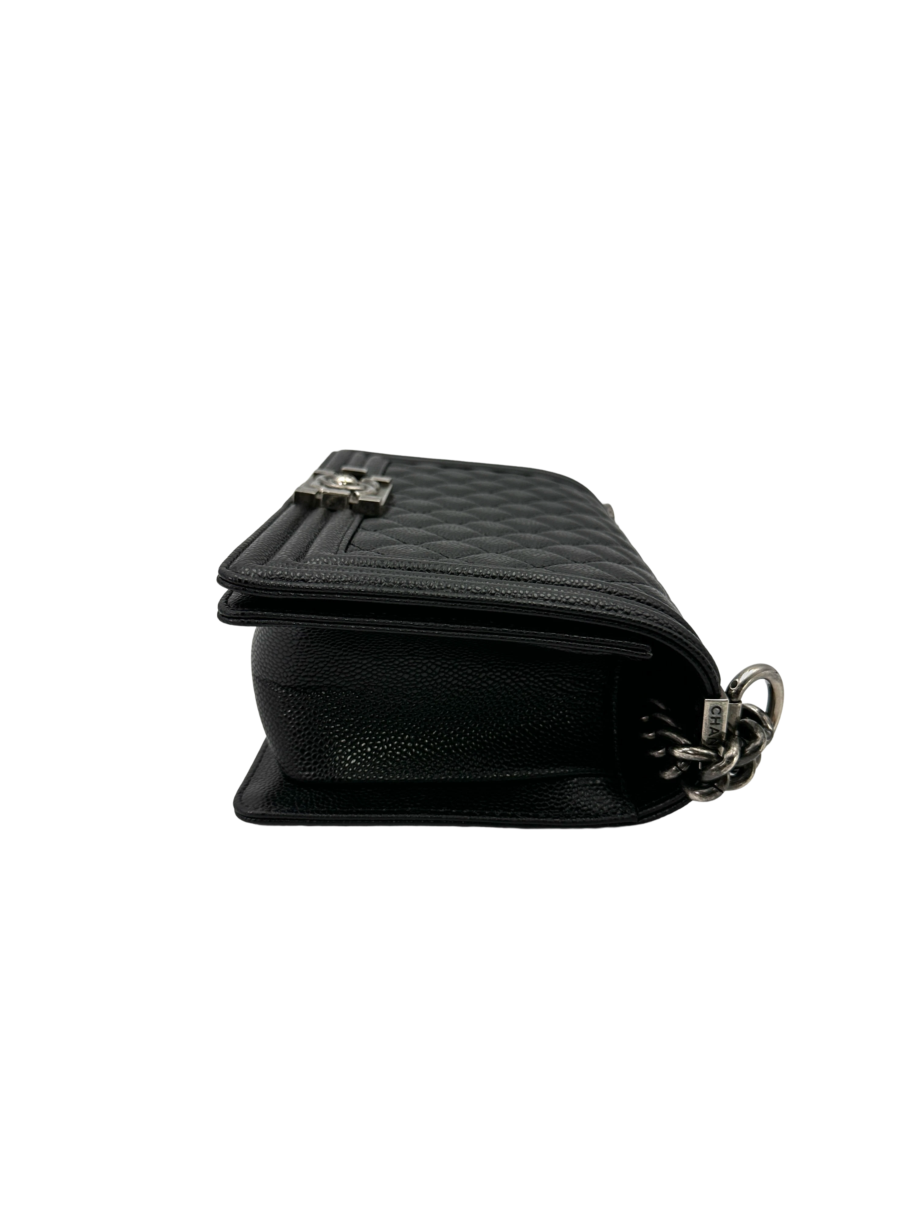 Chanel LeBoy Black Quilted Leather Flap Bag With Silver Buckle(16***57) CC2551