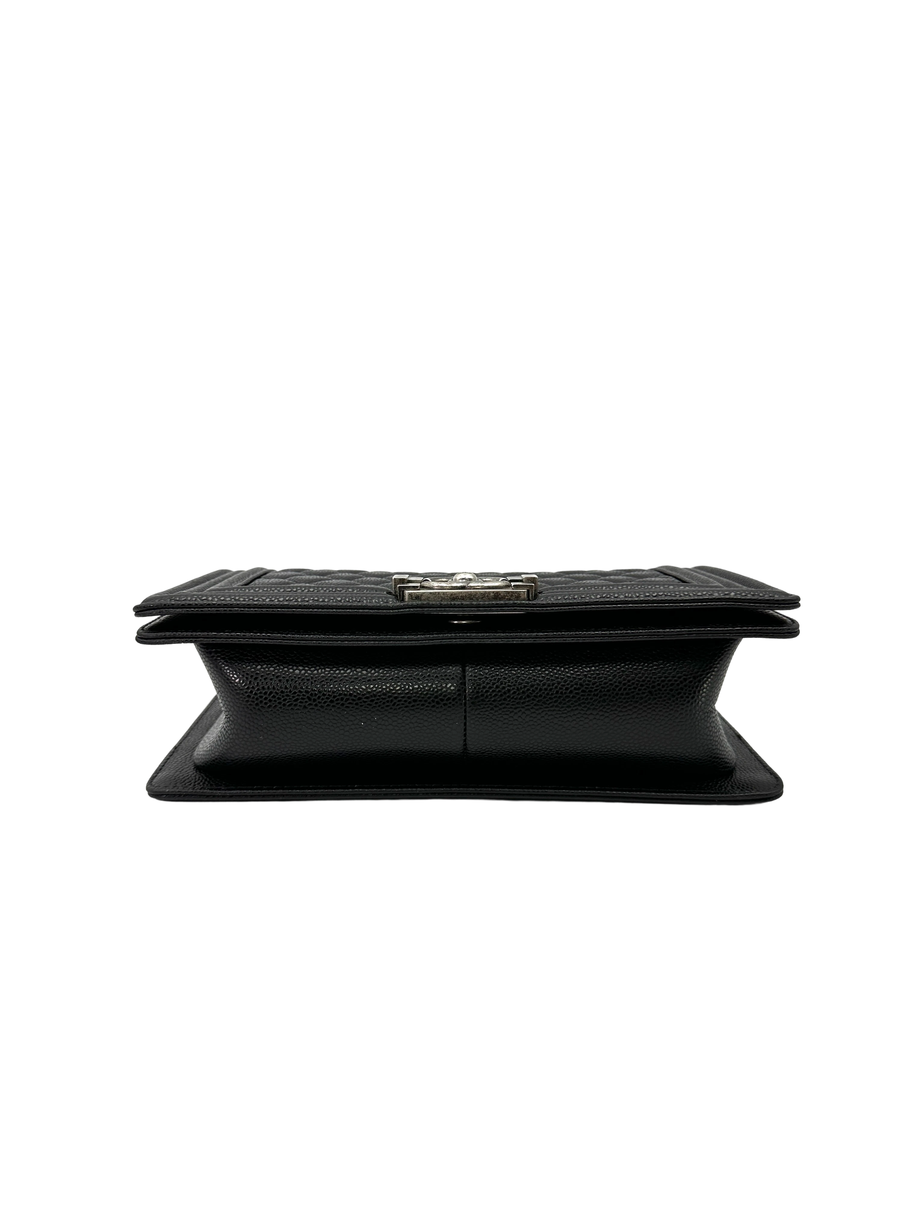 Chanel LeBoy Black Quilted Leather Flap Bag With Silver Buckle(16***57) CC2551
