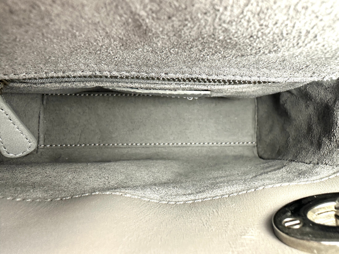 Christian Dior Lady Dior Grey Cannage Leather Handle Bag DR929