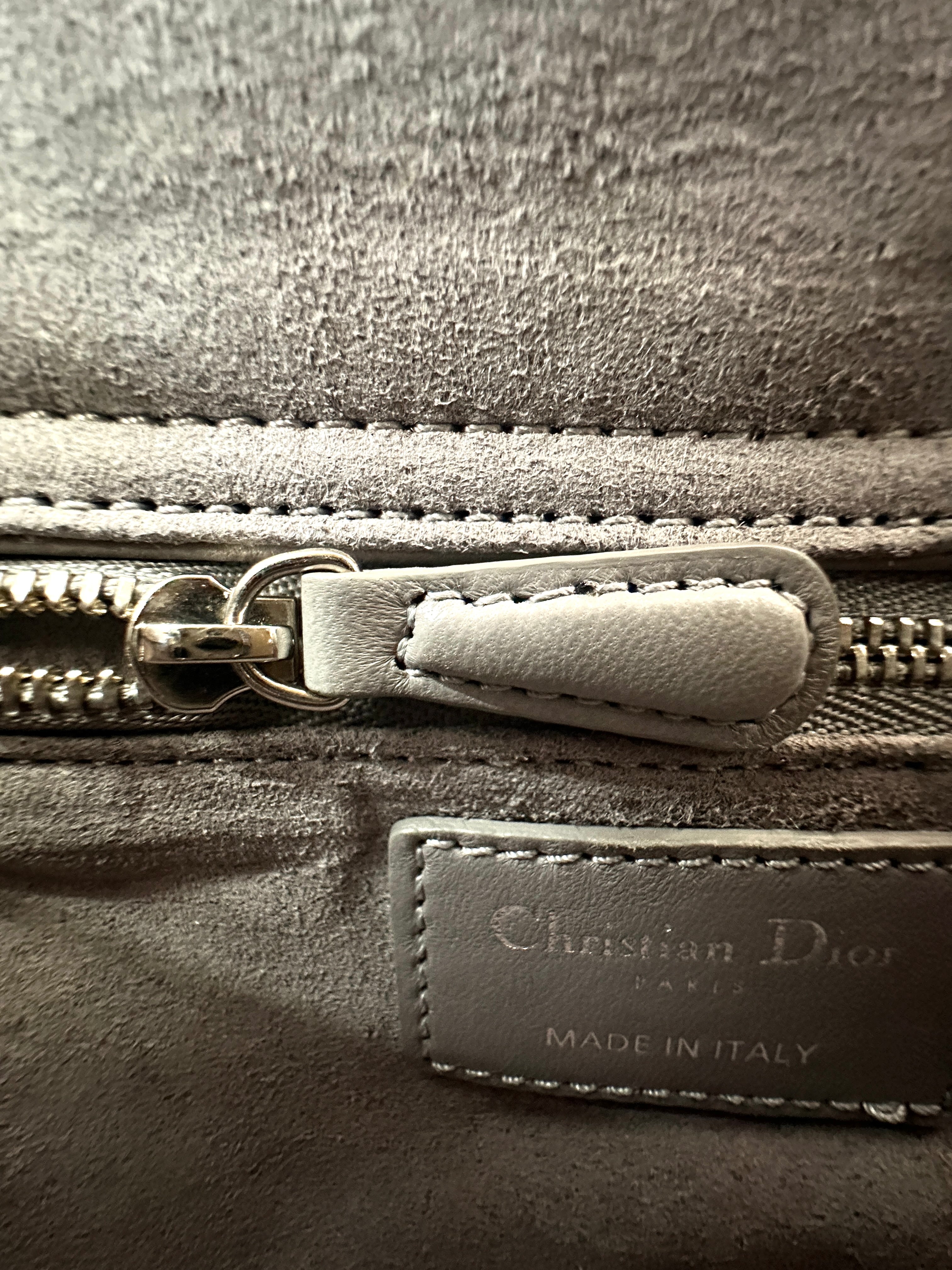 Christian Dior Lady Dior Grey Cannage Leather Handle Bag DR929