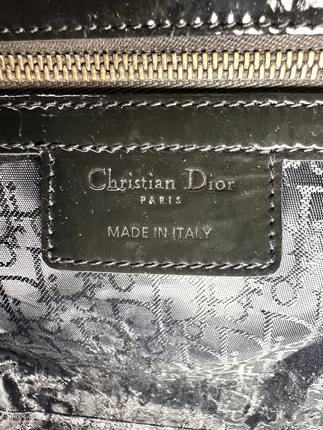 Christian Dior Lady Dior Black Cannage Patent Leather Handle Bag DR931