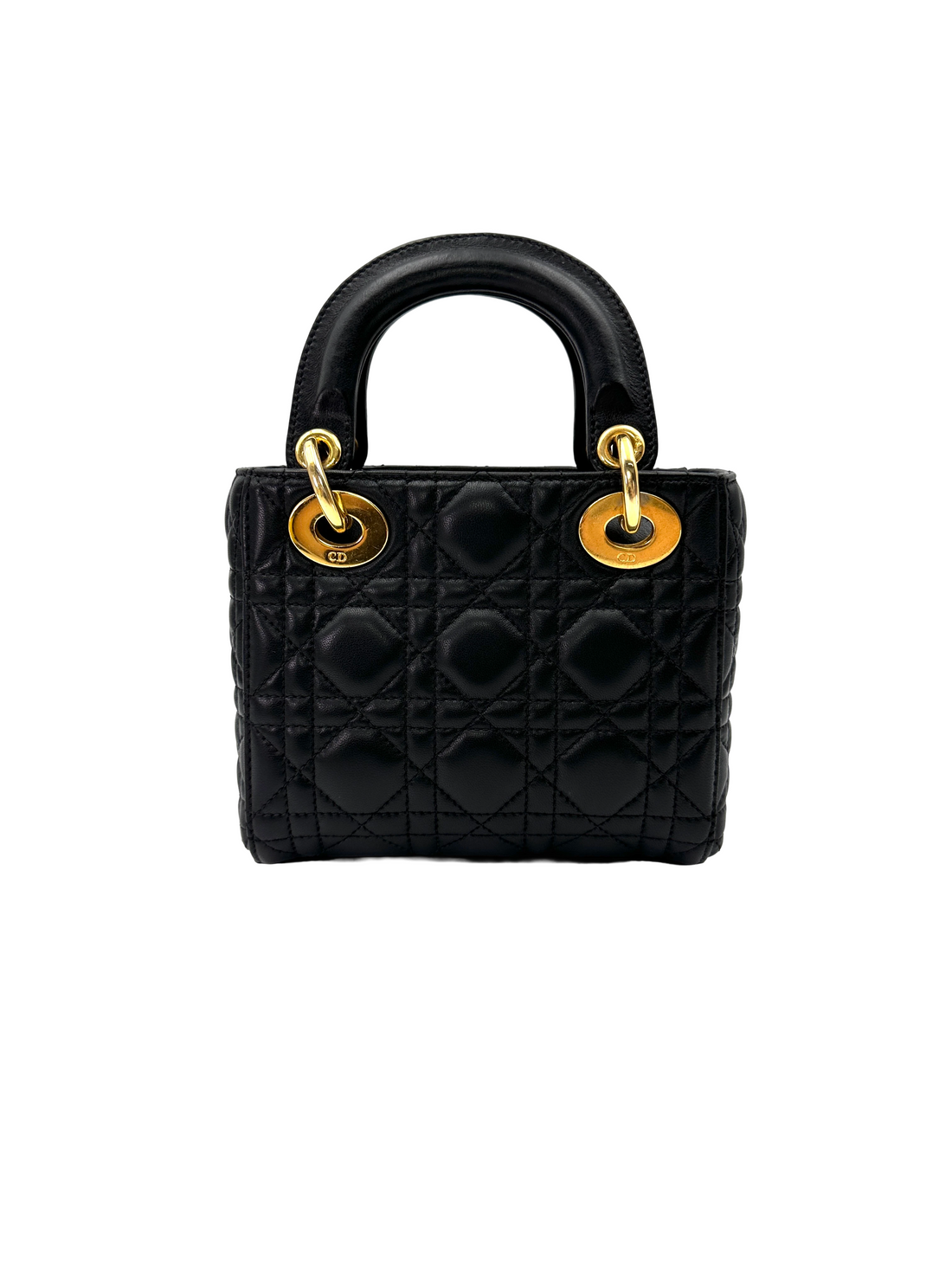 Christian Dior Lady Dior Black Cannage Lambskin Handle Bag DR928