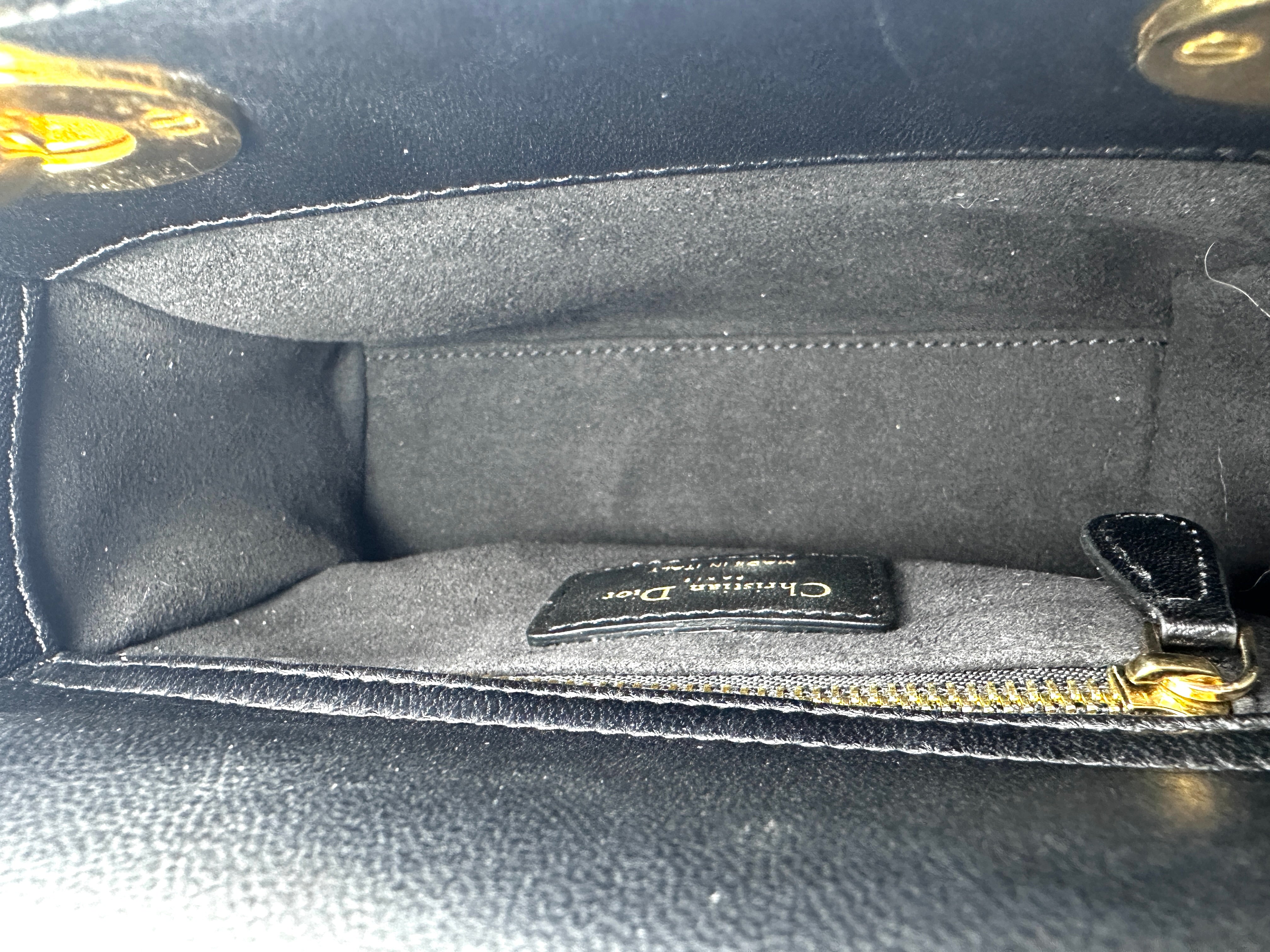 Christian Dior Lady Dior Black Cannage Lambskin Handle Bag DR928