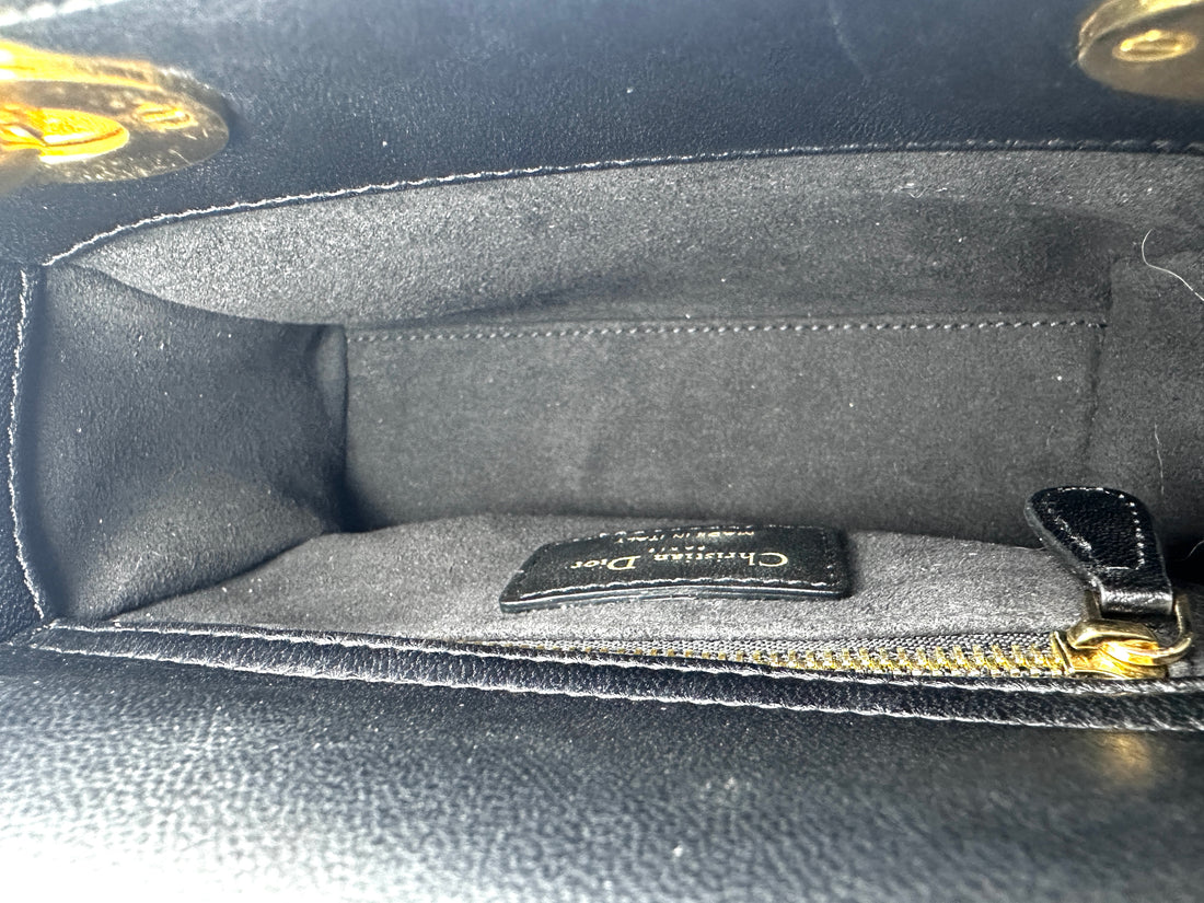 Christian Dior Lady Dior Black Cannage Lambskin Handle Bag DR928