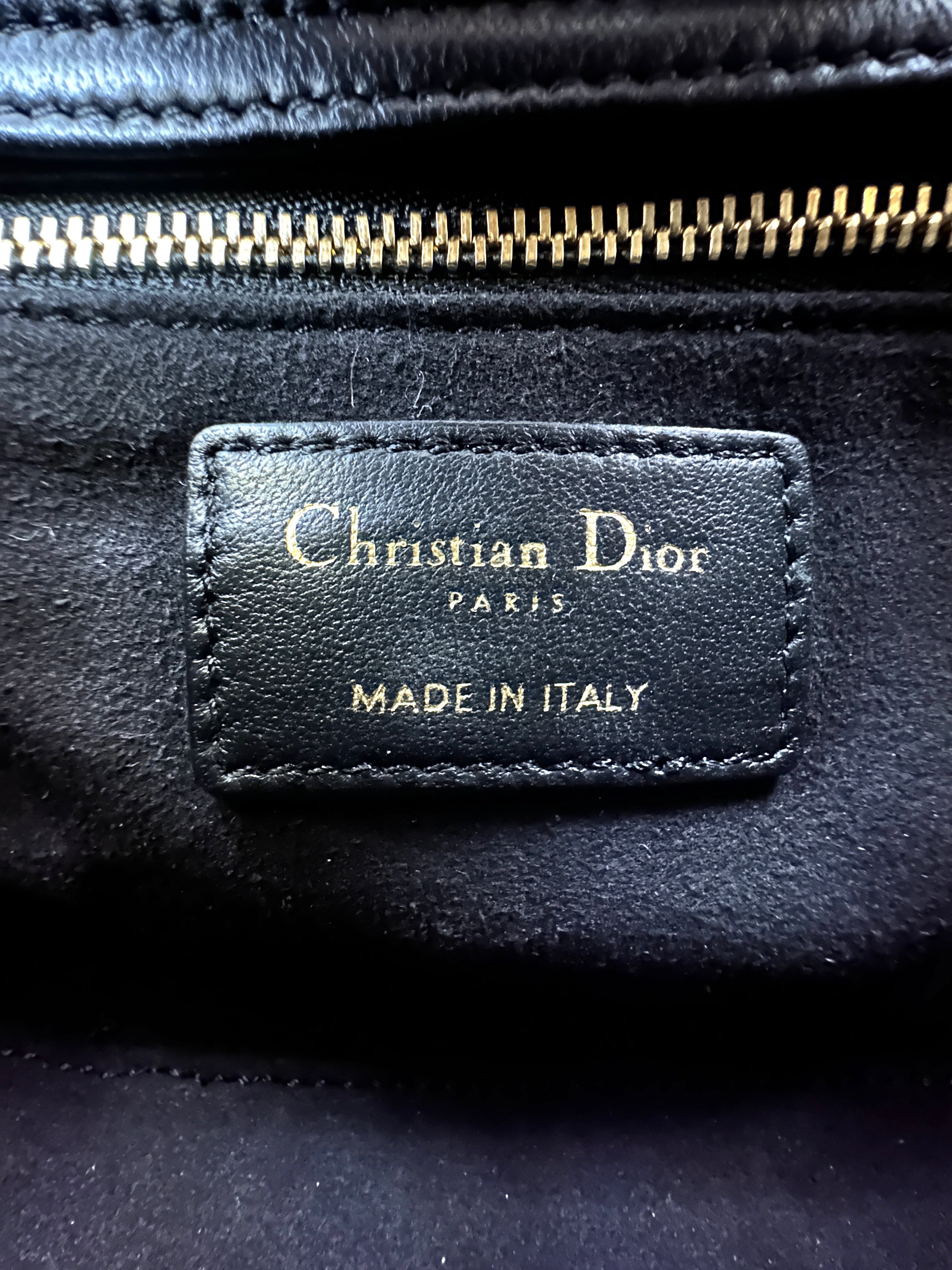 Christian Dior Lady Dior Black Cannage Lambskin Handle Bag DR928