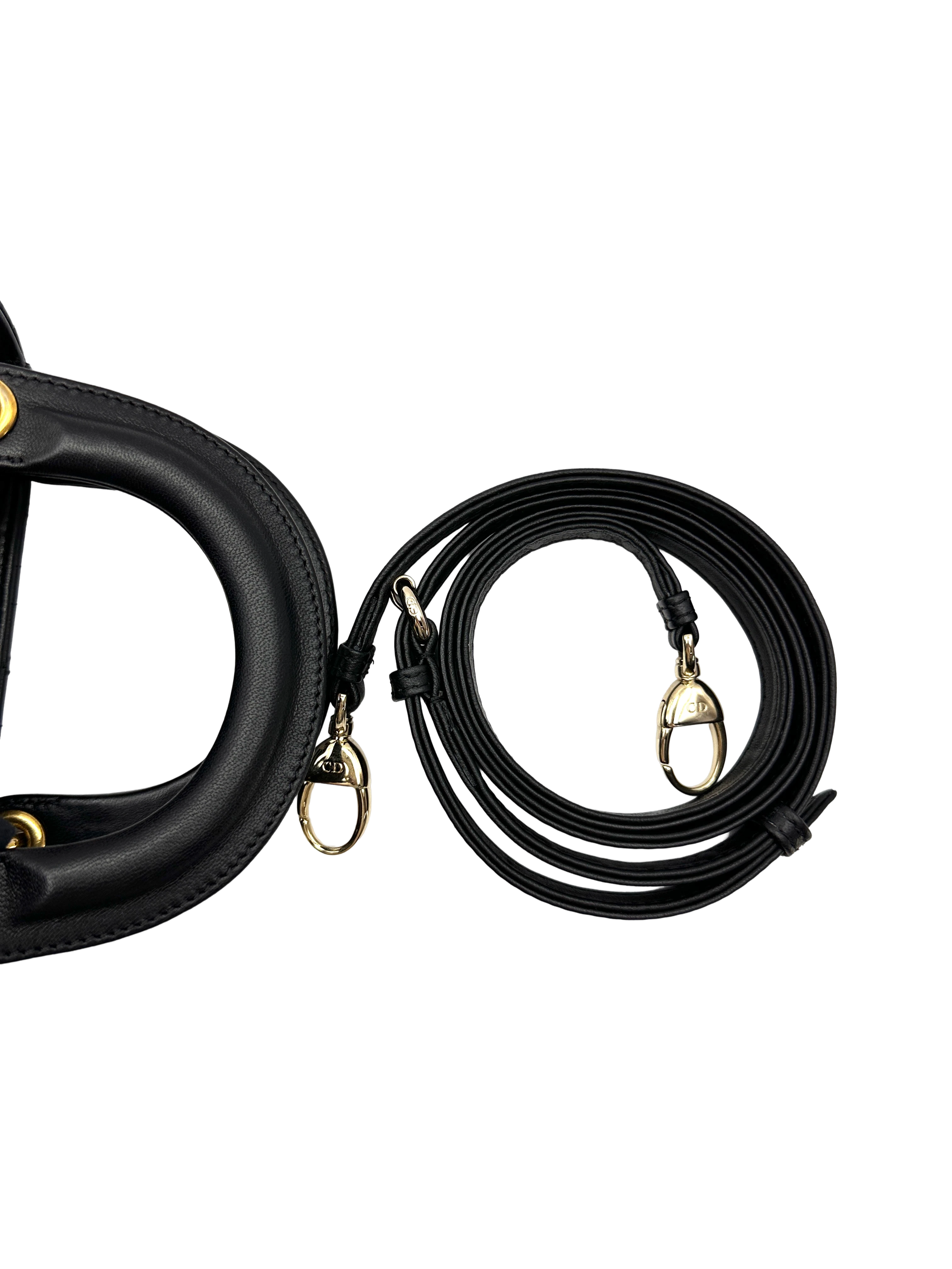 Christian Dior Lady Dior Black Cannage Lambskin Handle Bag DR928