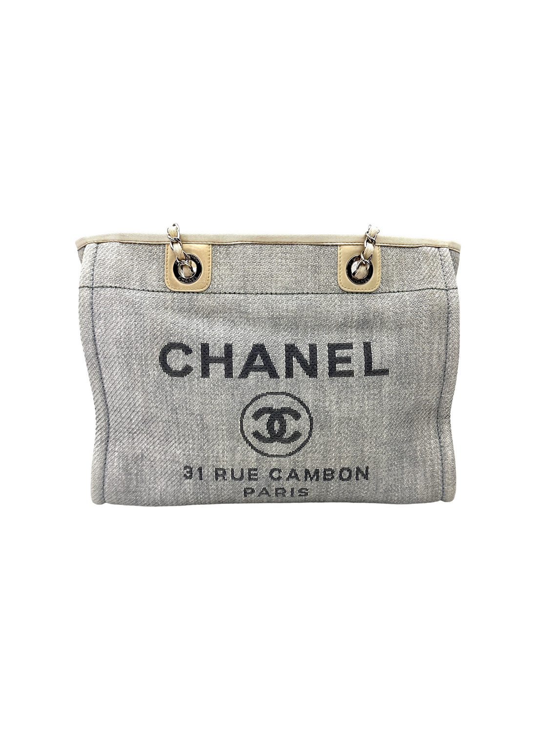 Chanel Deauville White/Blue Canvas Tote Handle Bag(18***89) CC2561