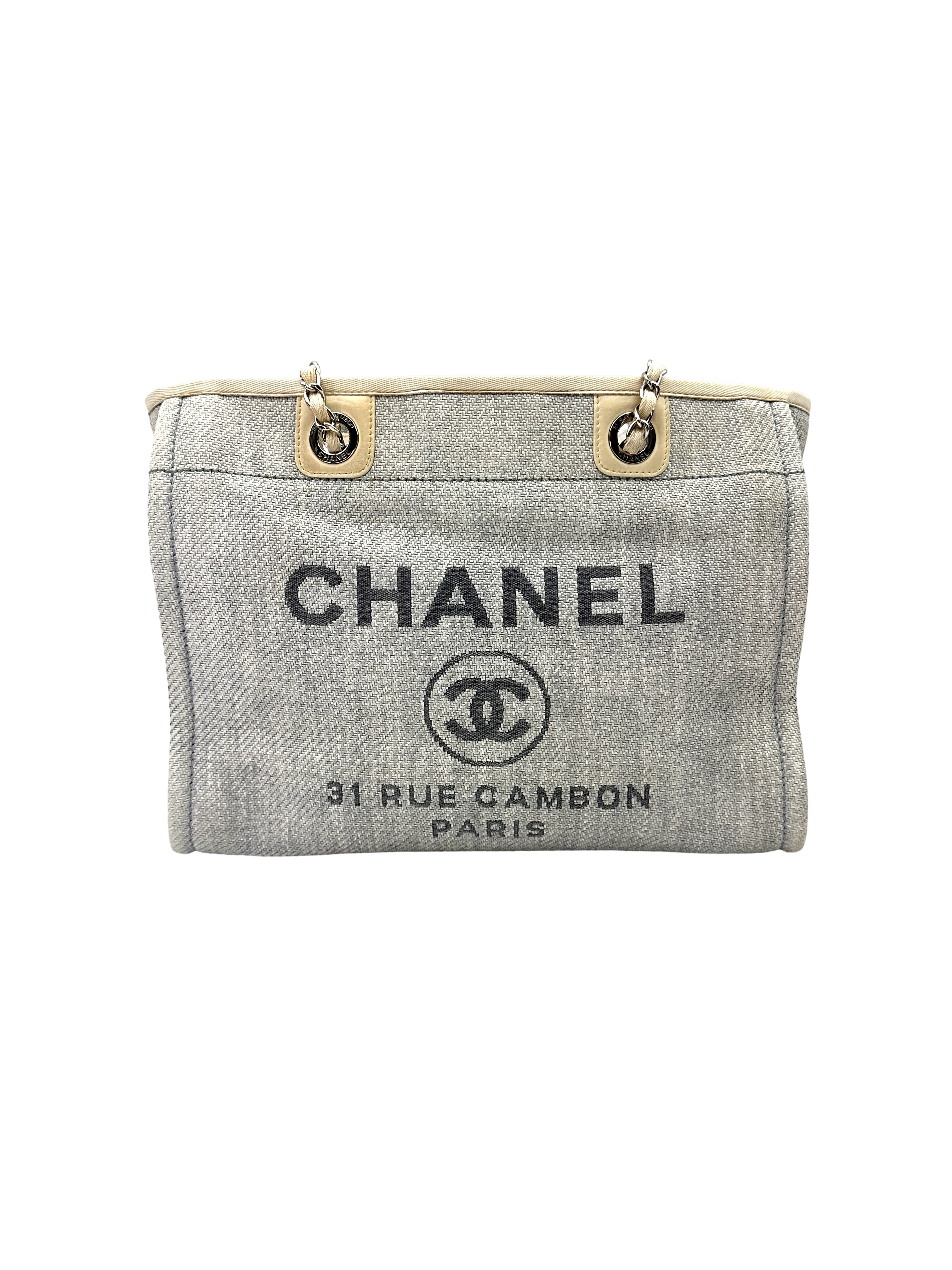 Chanel Deauville White/Blue Canvas Tote Handle Bag(18***89) CC2561