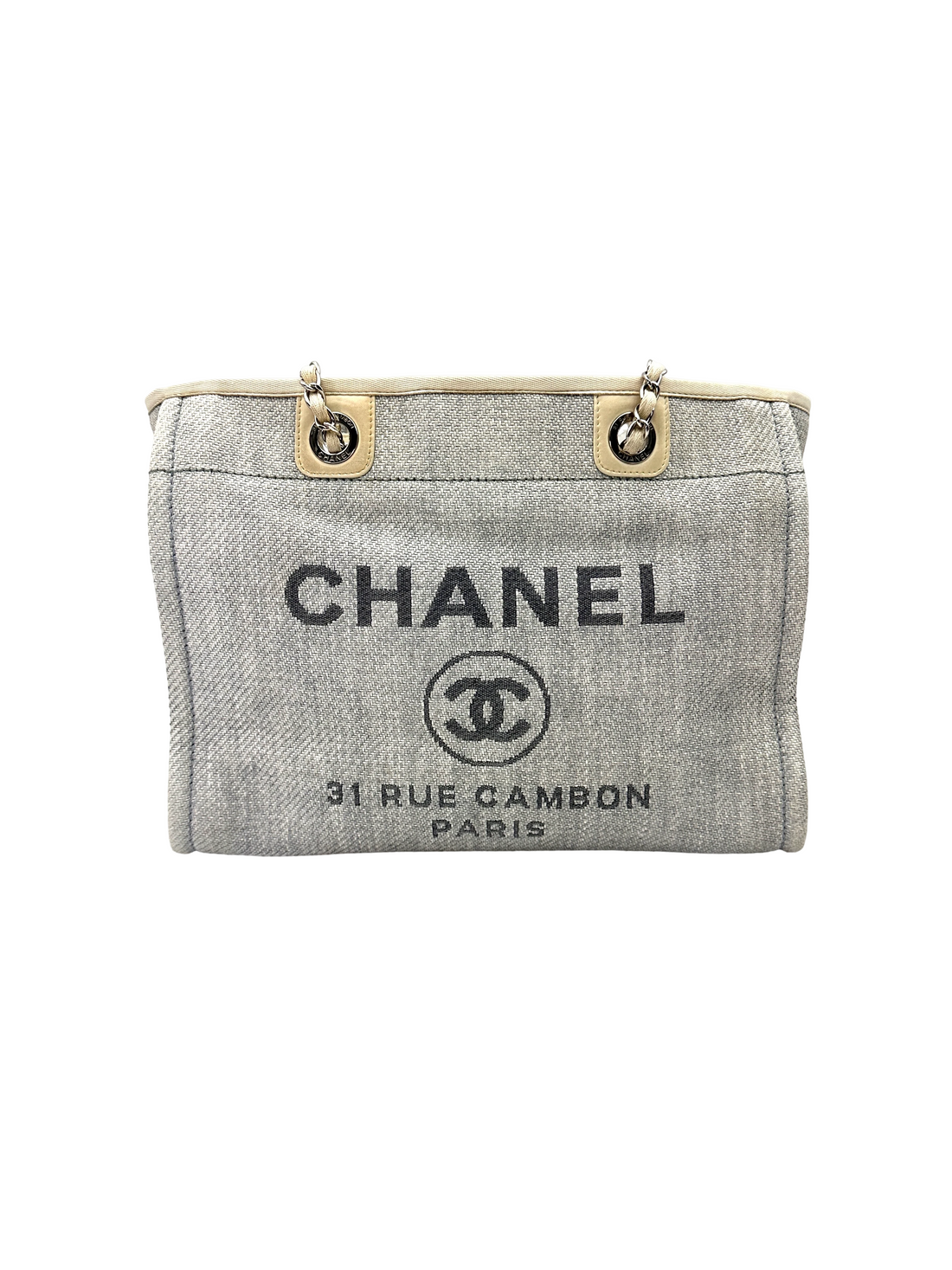 Chanel Deauville White/Blue Canvas Tote Handle Bag(18***89) CC2561