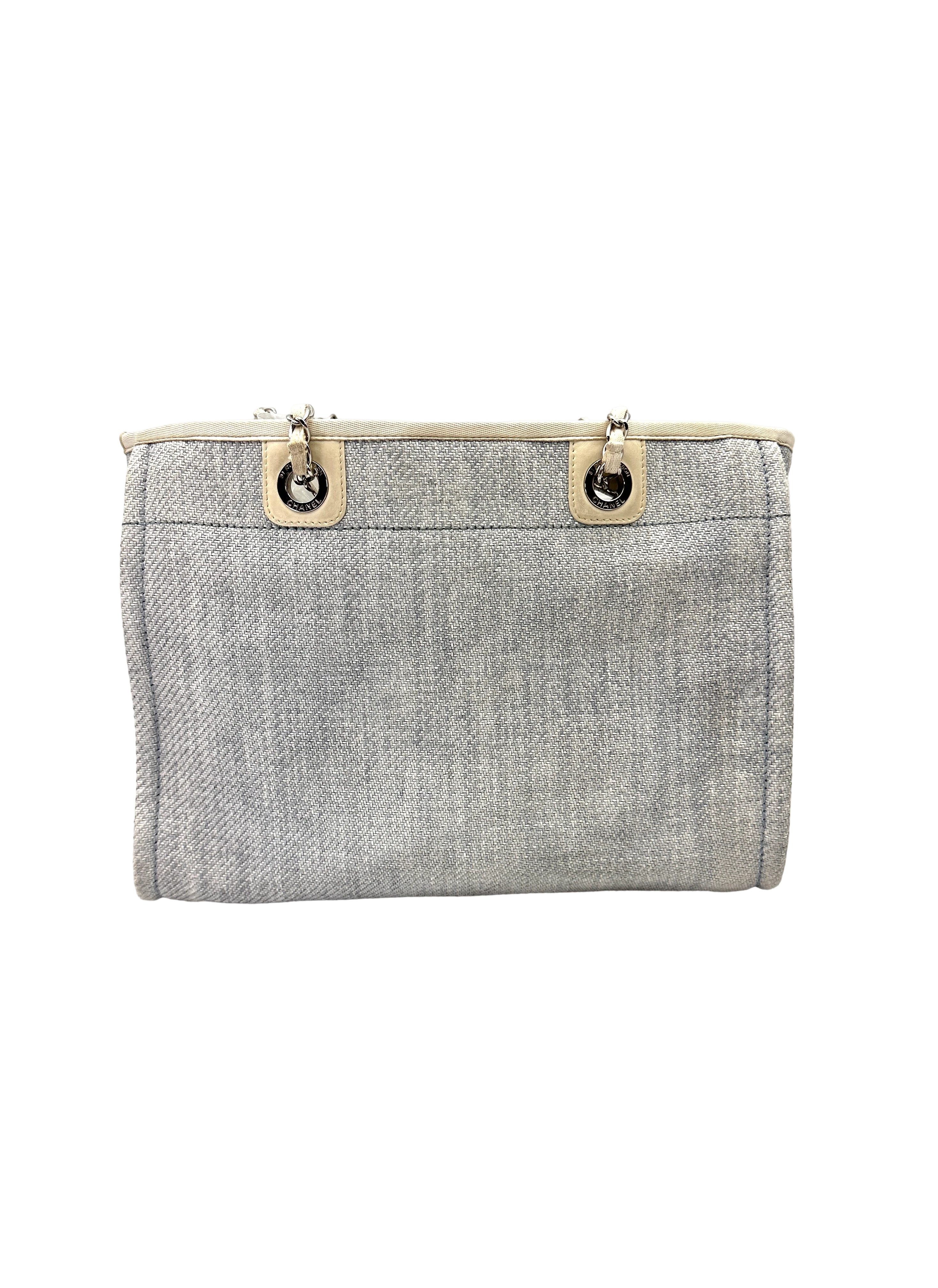 Chanel Deauville White/Blue Canvas Tote Handle Bag(18***89) CC2561