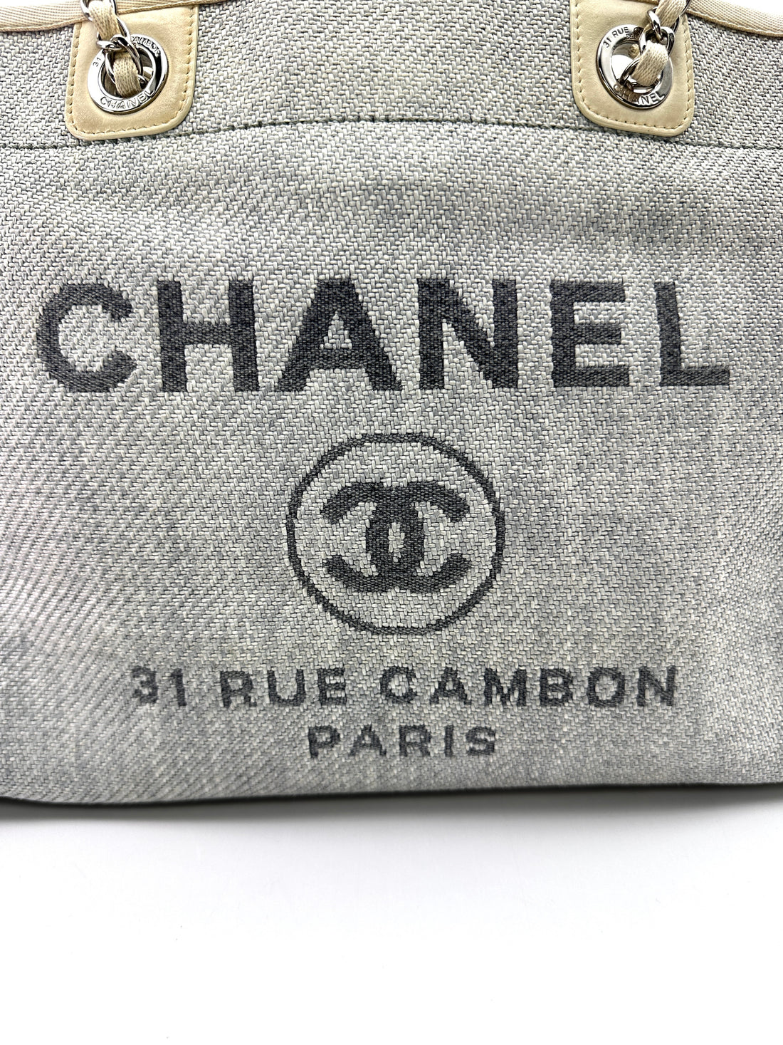 Chanel Deauville White/Blue Canvas Tote Handle Bag(18***89) CC2561