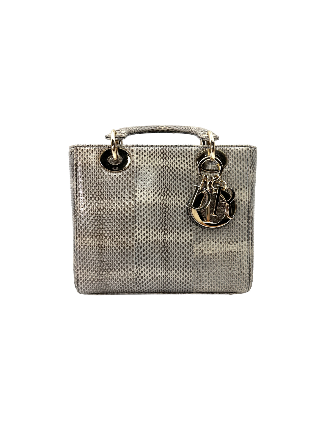 Christian Dior Lady Dior Grey Python Leather Handle Bag DR930