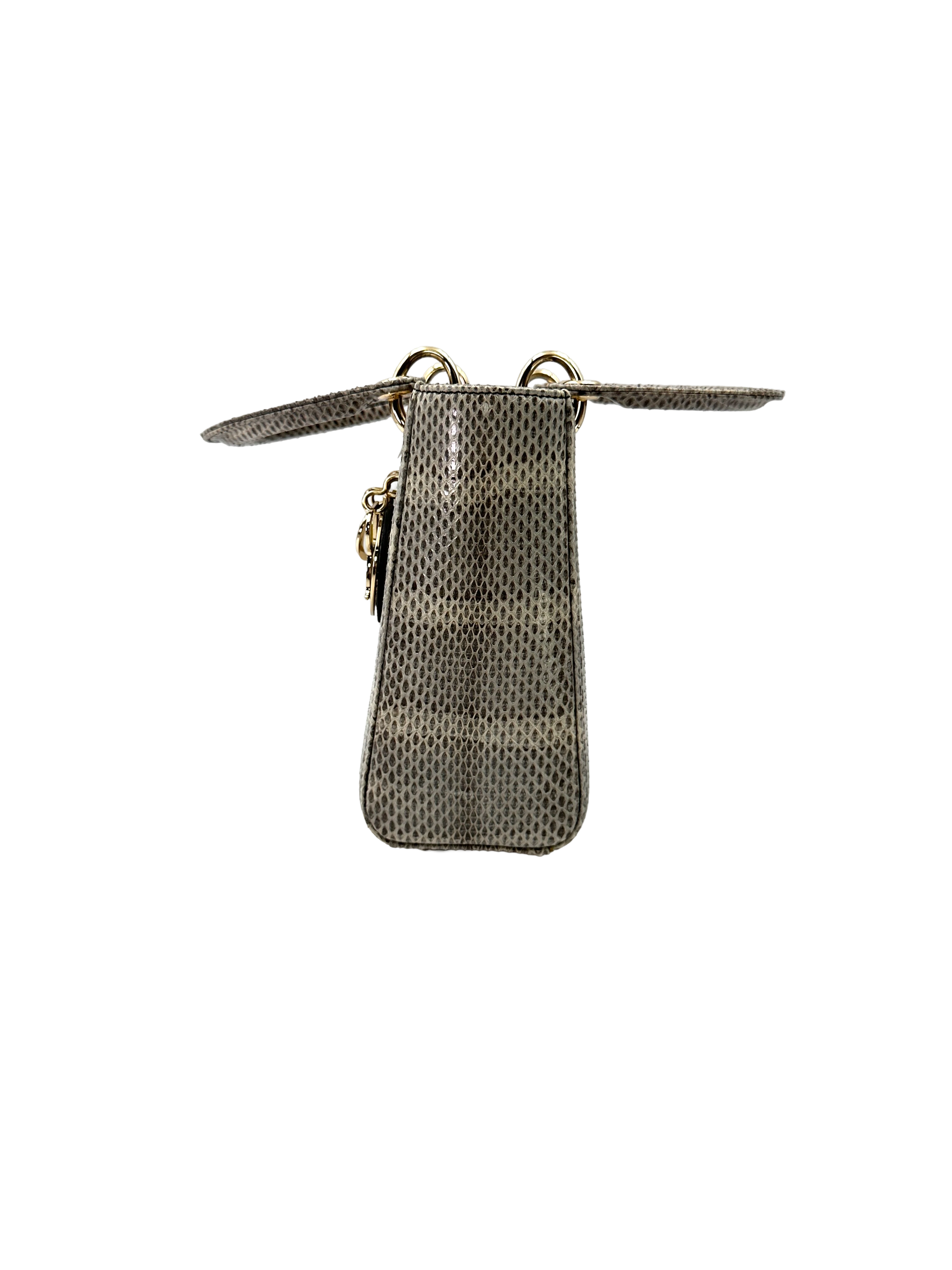 Christian Dior Lady Dior Grey Python Leather Handle Bag DR930