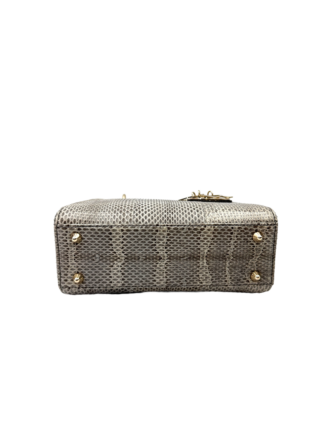Christian Dior Lady Dior Grey Python Leather Handle Bag DR930
