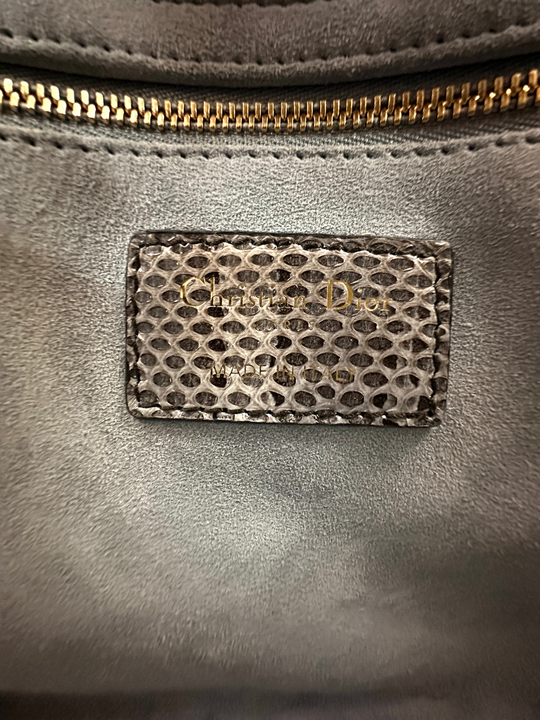 Christian Dior Lady Dior Grey Python Leather Handle Bag DR930