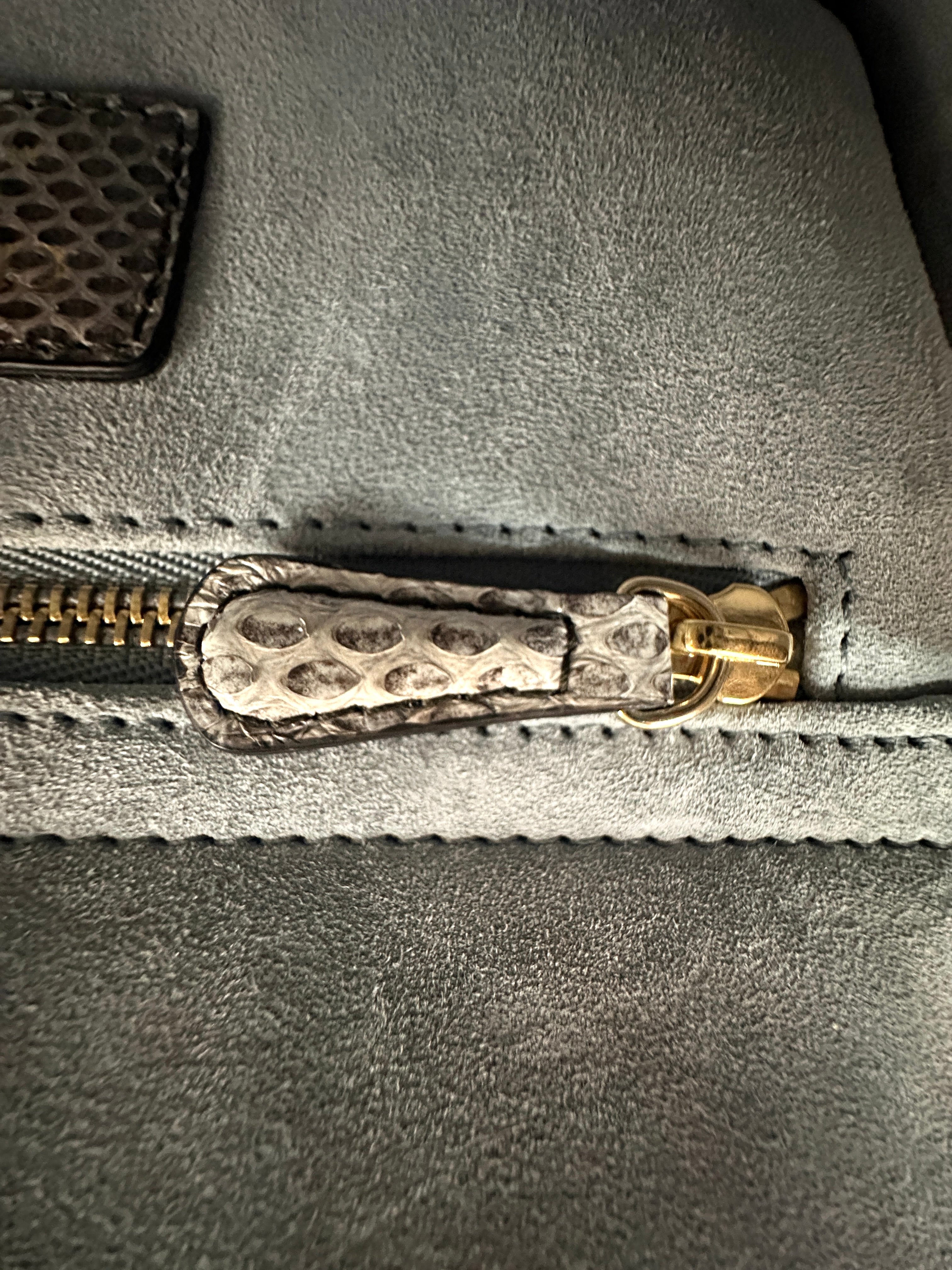 Christian Dior Lady Dior Grey Python Leather Handle Bag DR930