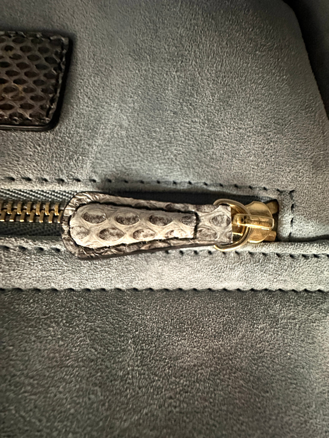 Christian Dior Lady Dior Grey Python Leather Handle Bag DR930