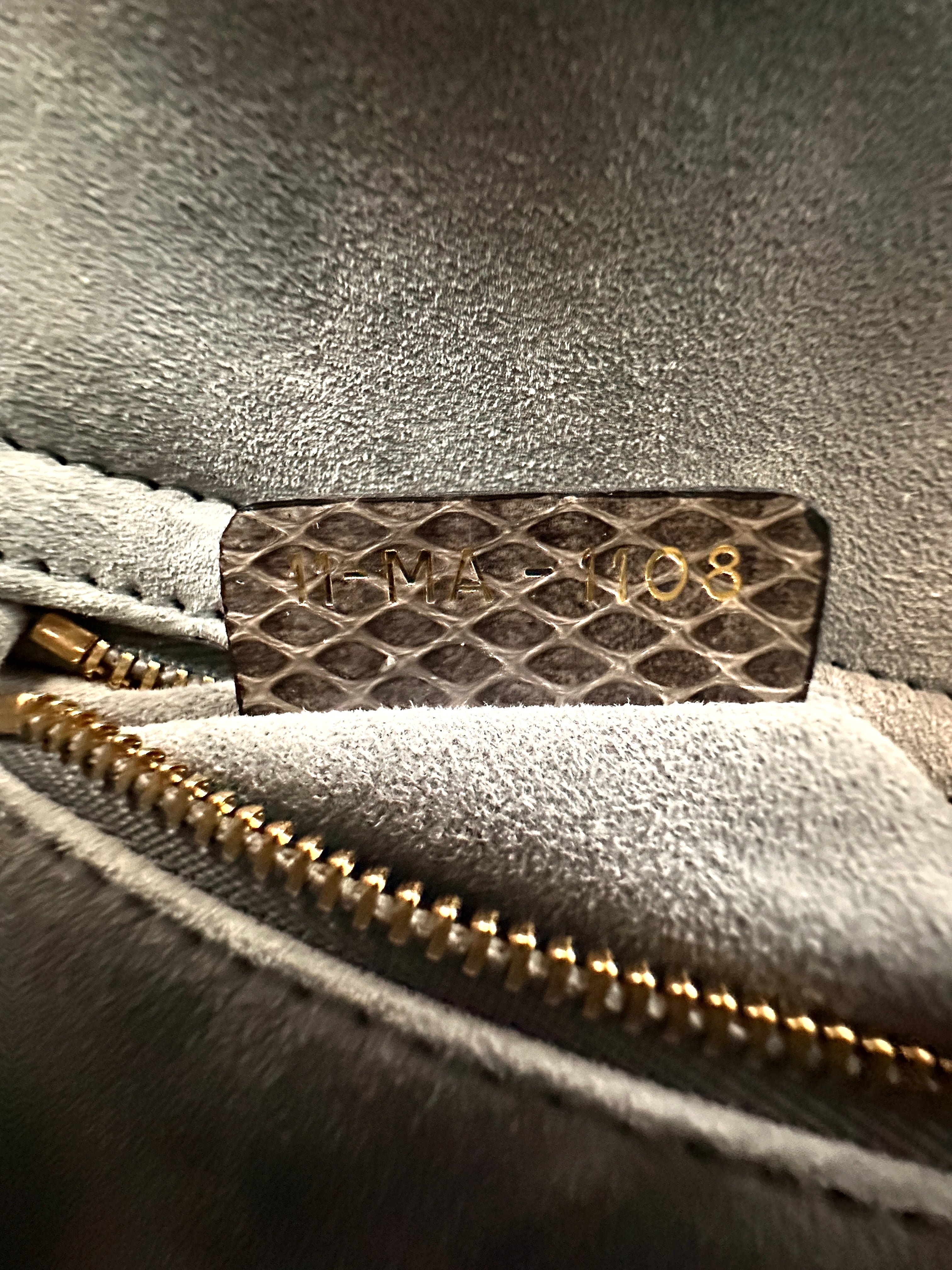 Christian Dior Lady Dior Grey Python Leather Handle Bag DR930