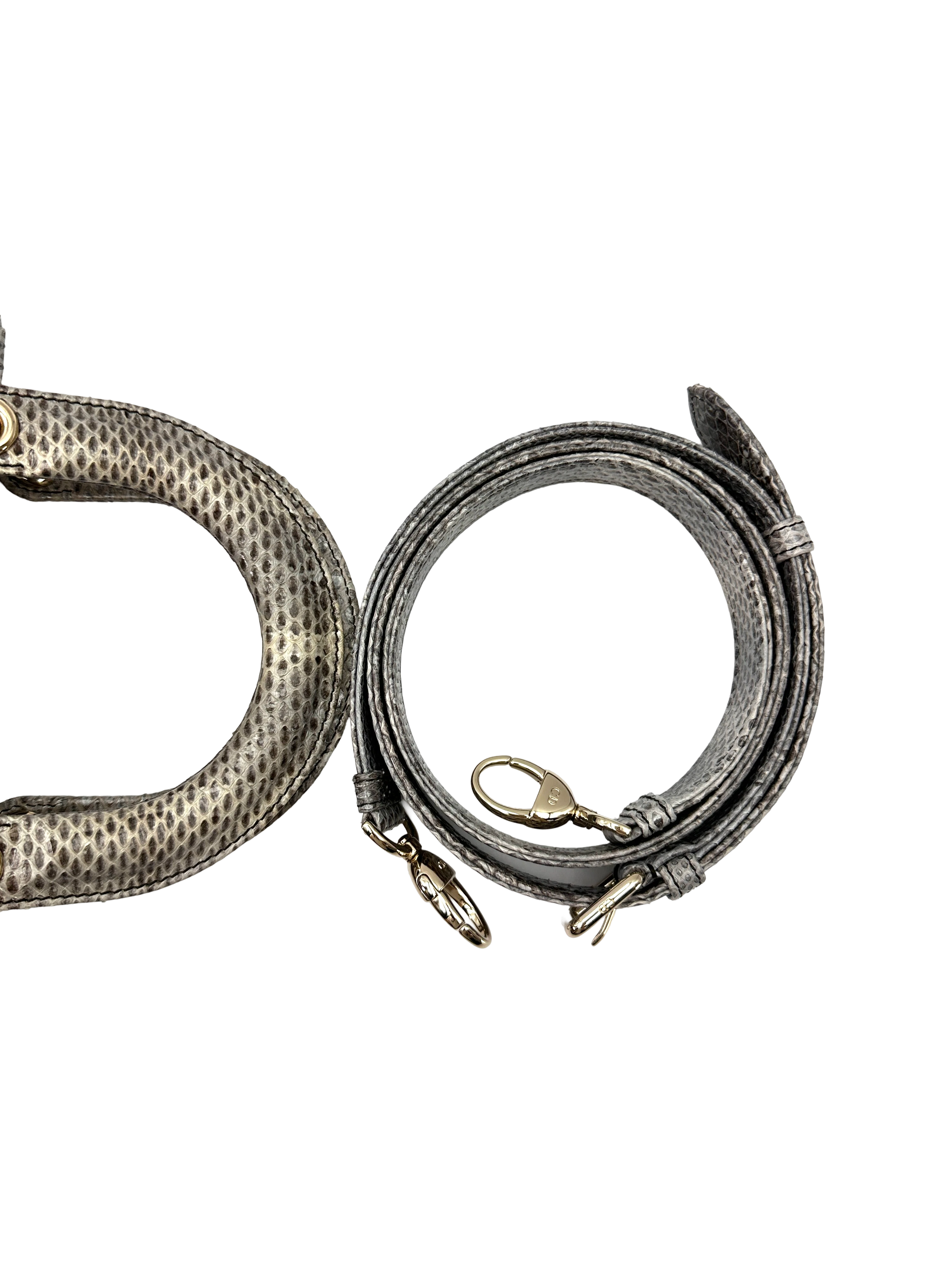 Christian Dior Lady Dior Grey Python Leather Handle Bag DR930