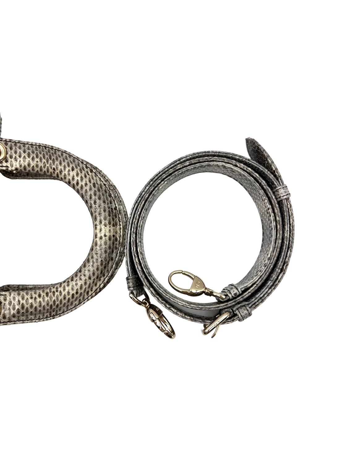 Christian Dior Lady Dior Grey Python Leather Handle Bag DR930