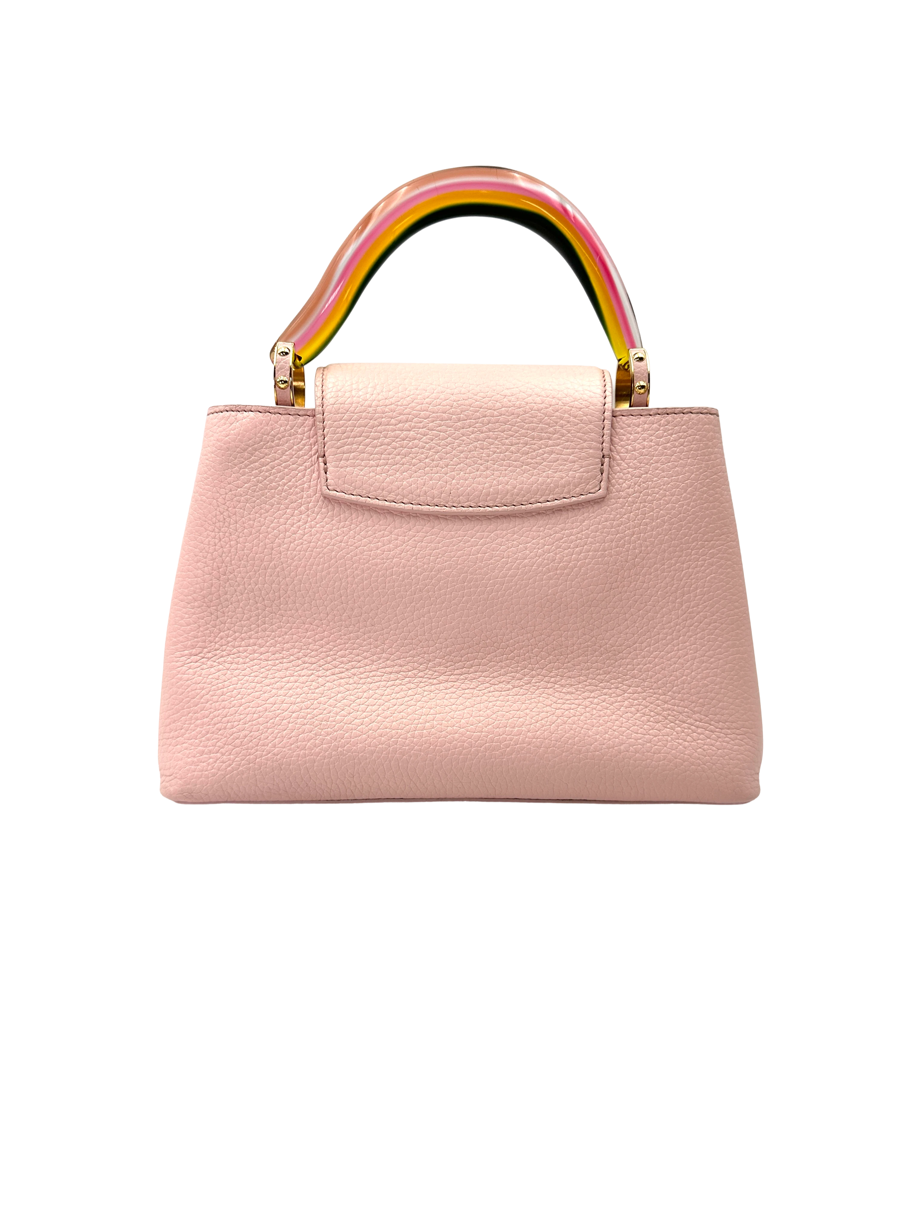 Louis Vuitton Capucines BB Pink Taurillon Leather Rainbow Ombre Handle Bag LV3338