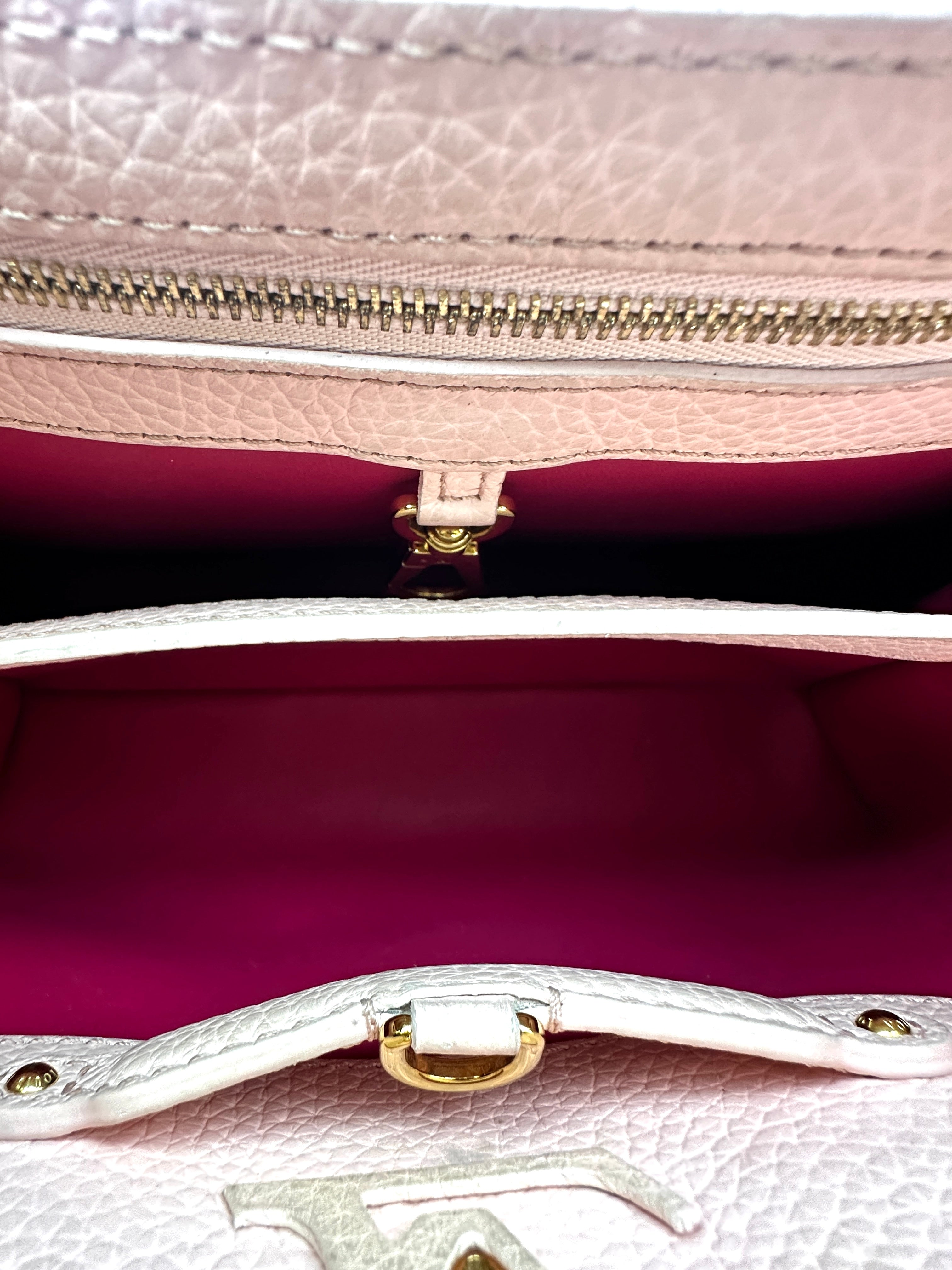 Louis Vuitton Capucines BB Pink Taurillon Leather Rainbow Ombre Handle Bag LV3338