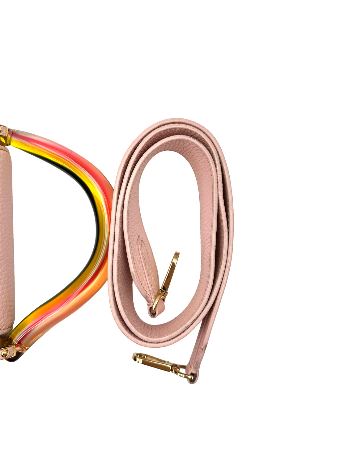 Louis Vuitton Capucines BB Pink Taurillon Leather Rainbow Ombre Handle Bag LV3338
