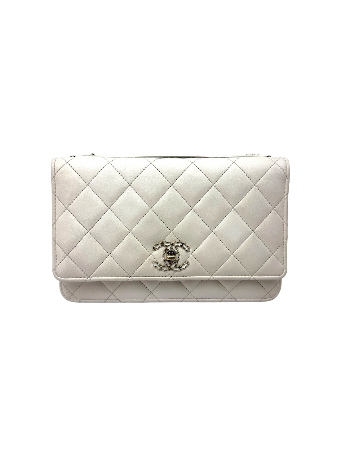 Chanel 23S Trendy CC White Quilted Leather Wallet On Chain(LC***K5) CC2564