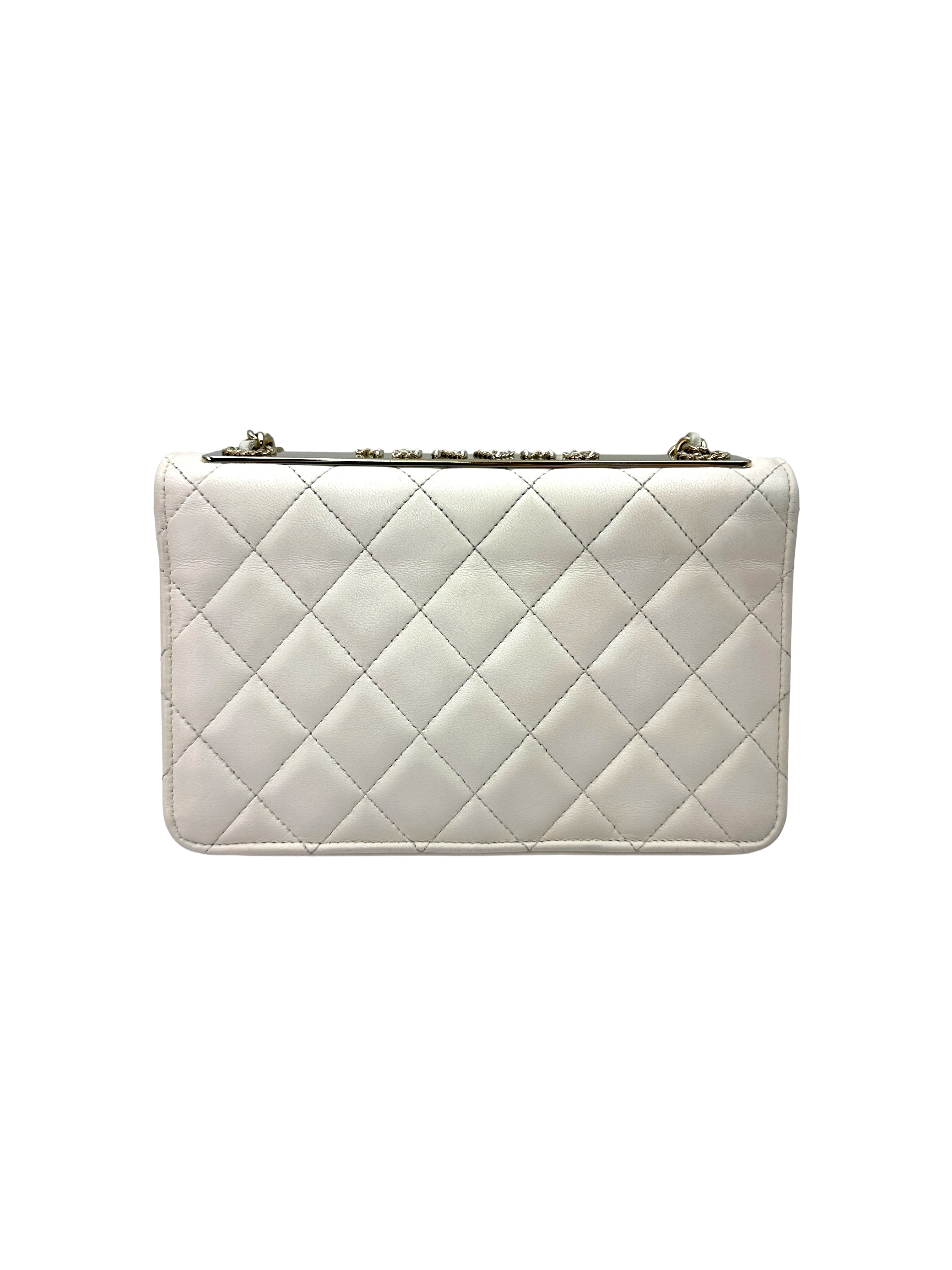 Chanel 23S Trendy CC White Quilted Leather Wallet On Chain(LC***K5) CC2564