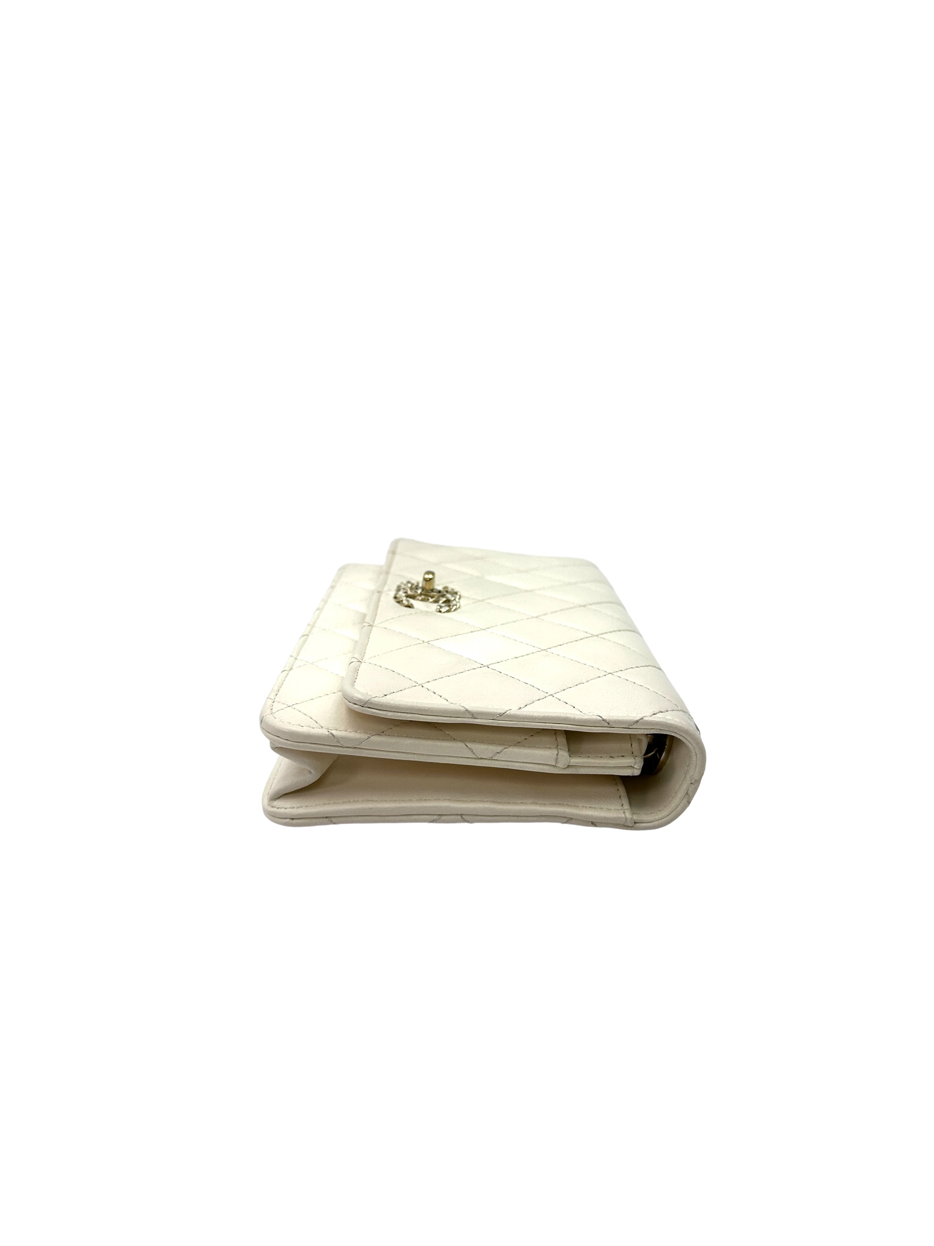 Chanel 23S Trendy CC White Quilted Leather Wallet On Chain(LC***K5) CC2564
