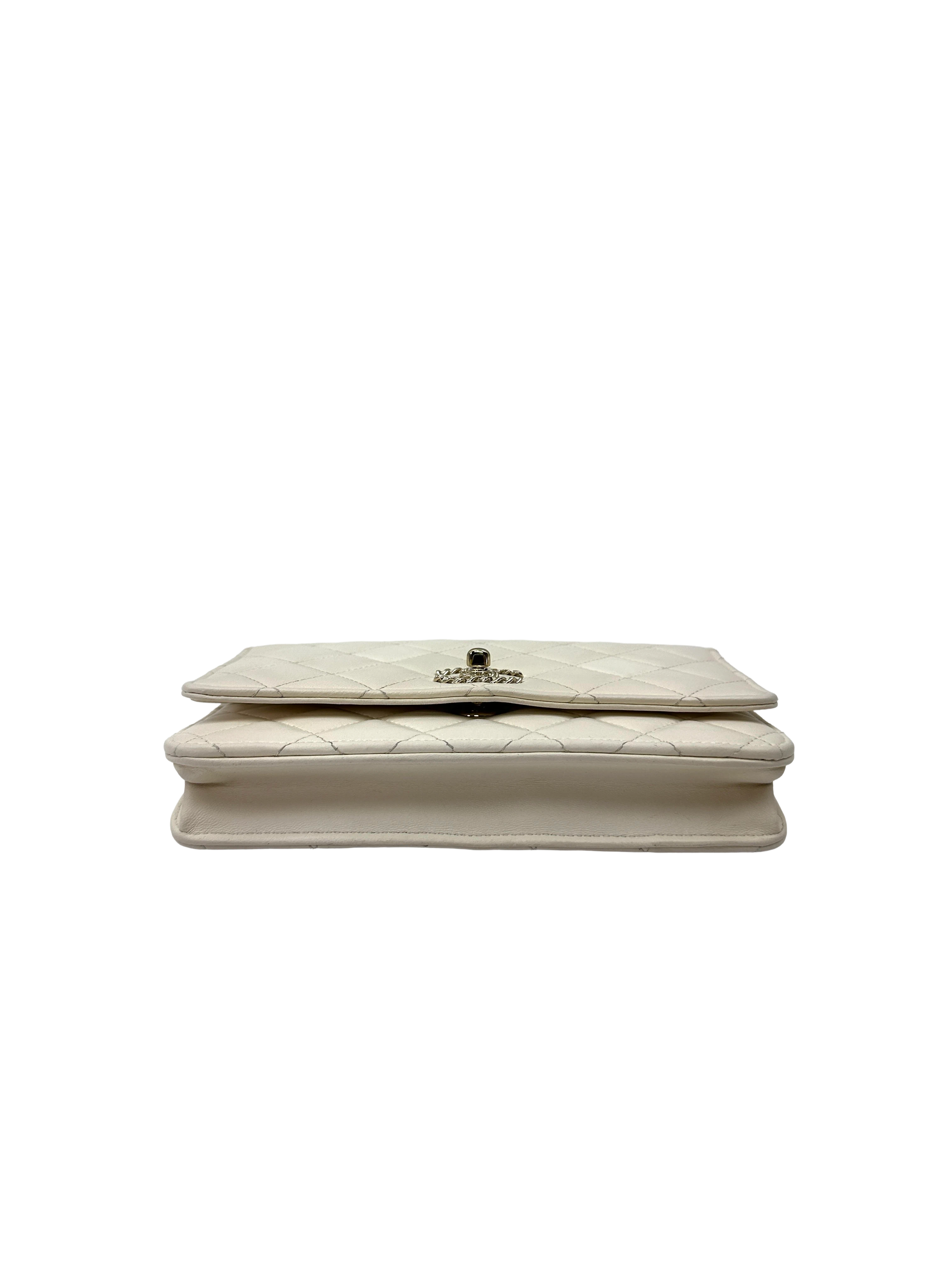 Chanel 23S Trendy CC White Quilted Leather Wallet On Chain(LC***K5) CC2564
